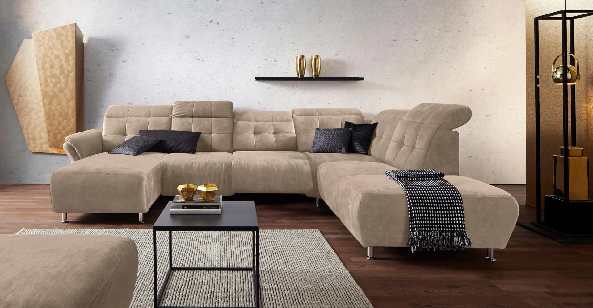HOME AFFAIRE Wohnlandschaft Manhattan U-Form Beige Relax