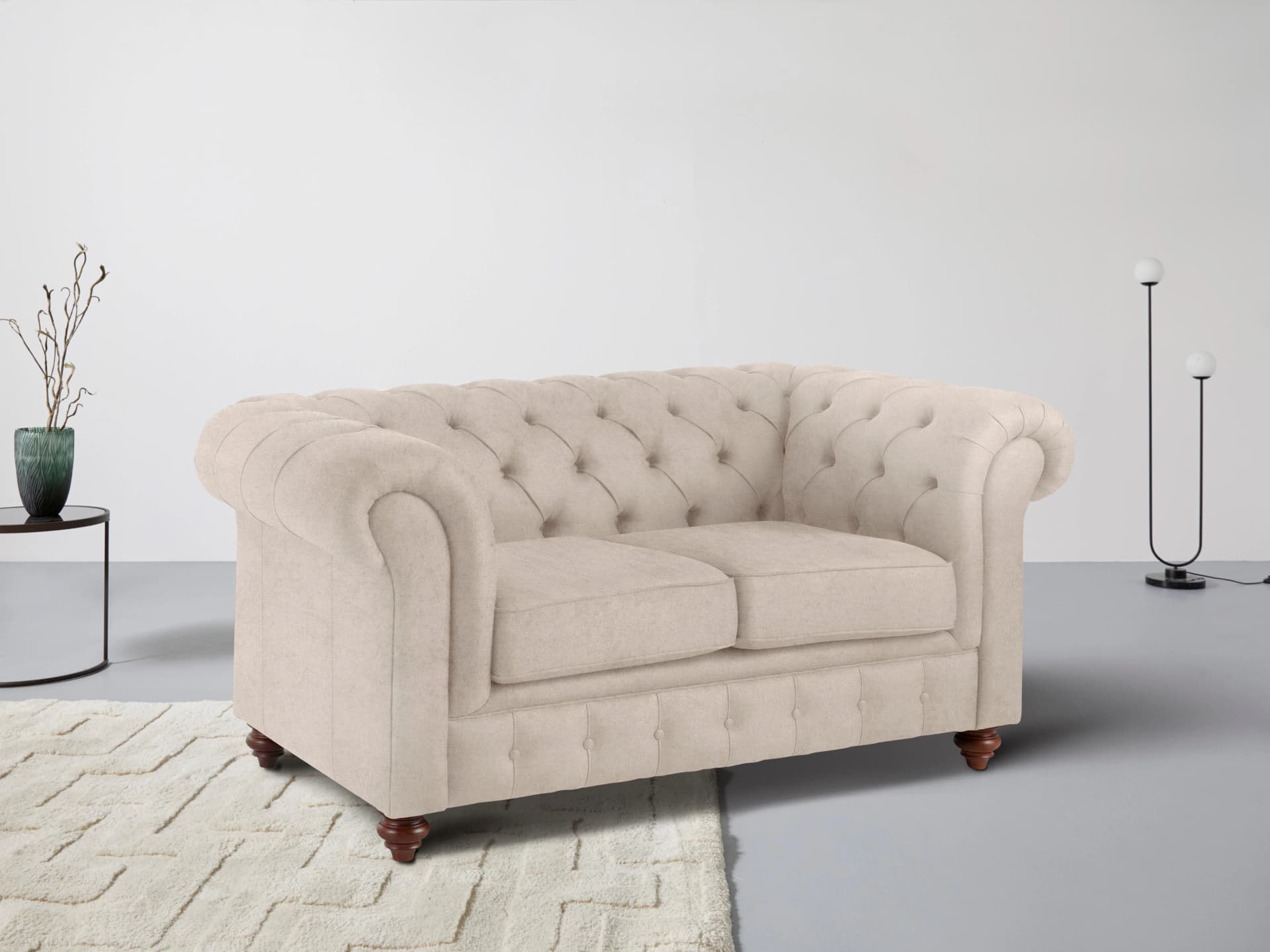 Home Affaire Chesterfield 2-Sitzer Sofa Creme Knopfheftung