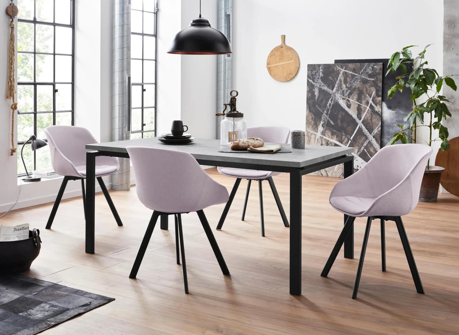 Essgruppe INOSIGN Rosa Grau 4-tlg. mit Tisch und 4 Stühlen