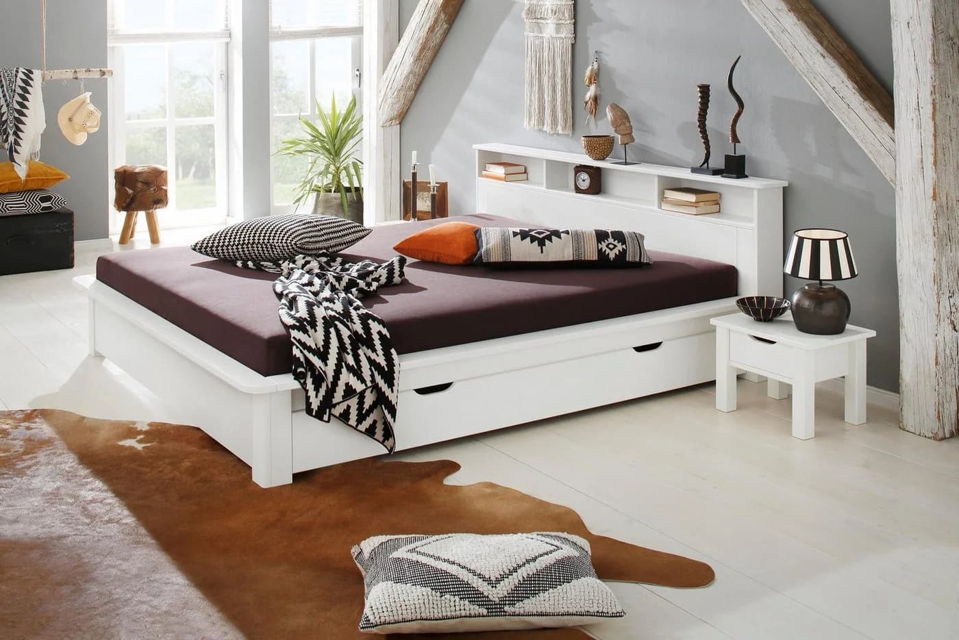 OTTO HOME Kero Massivholzbett Weiß mit Stauraum - Bild 2