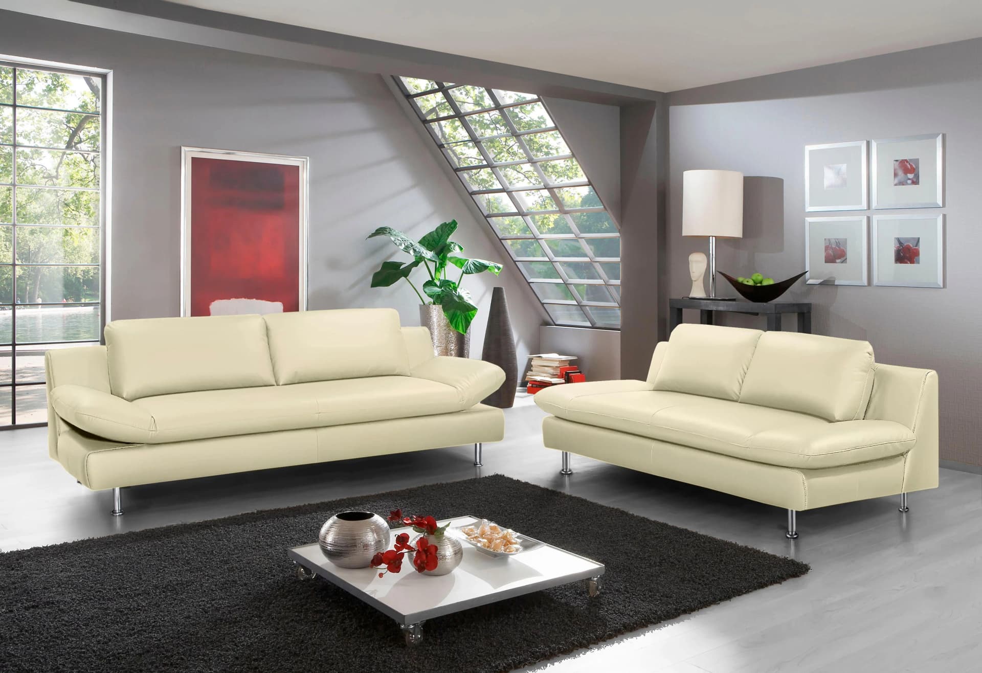 Polstergarnitur Places of Style Redding Beige Naturleder 2- und 3-Sitzer