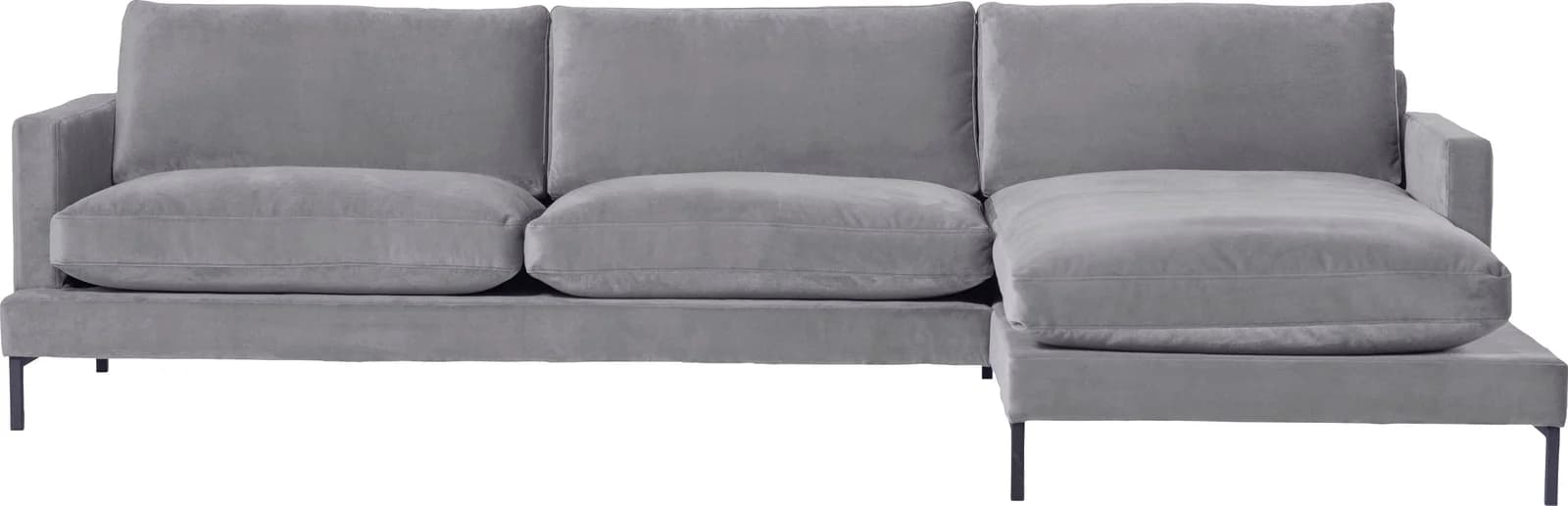 Ecksofa ANDAS Welland L-Form grau Samtvelours Microfaser