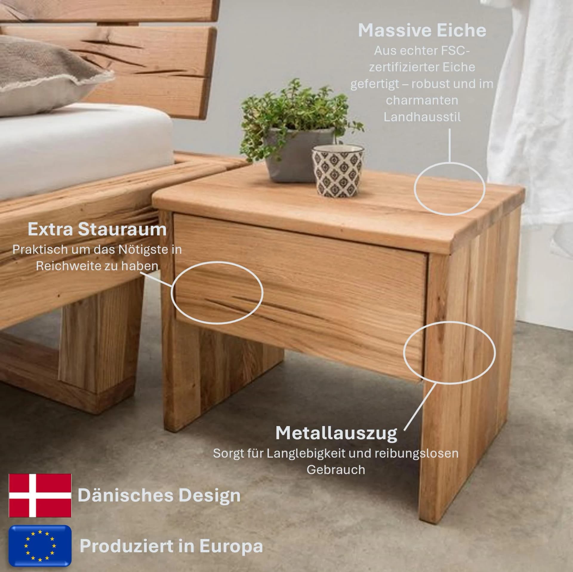 Home affaire Nachtkonsole Ultima Wildeiche Massivholz - Bild 5