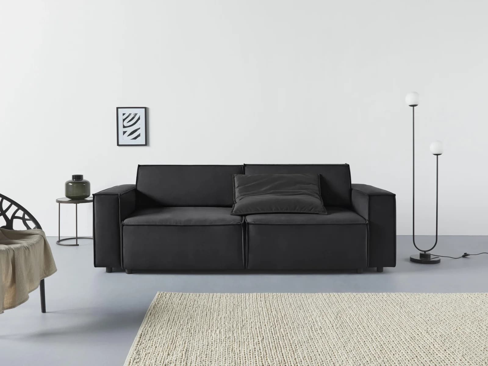 Schlafsofa HOME AFFAIRE Marva Schwarz Grau mit Bettfunktion