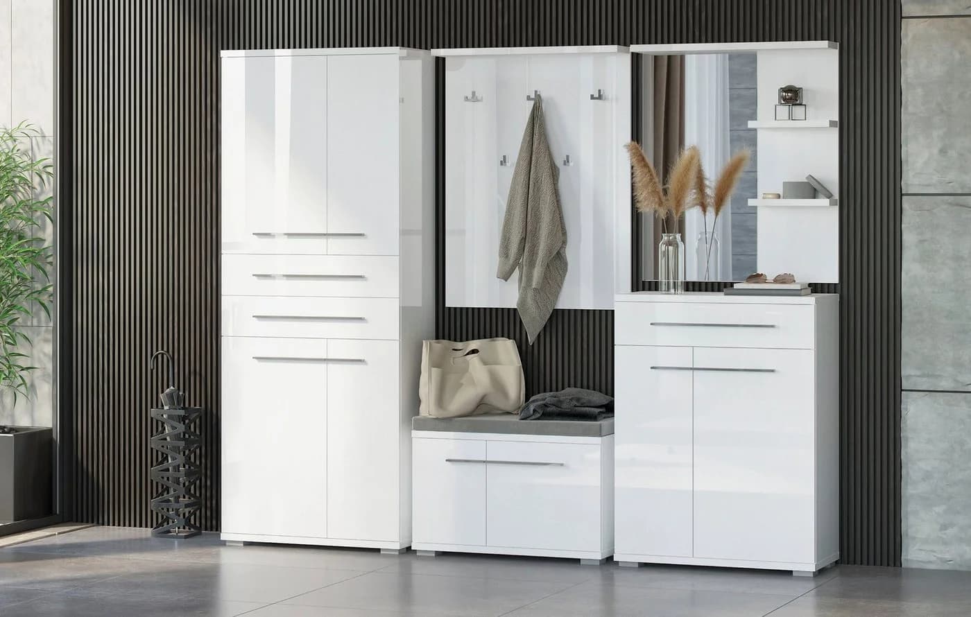 OTTO HOME Piano Garderobenschrank Weiß Hochglanz - Bild 5