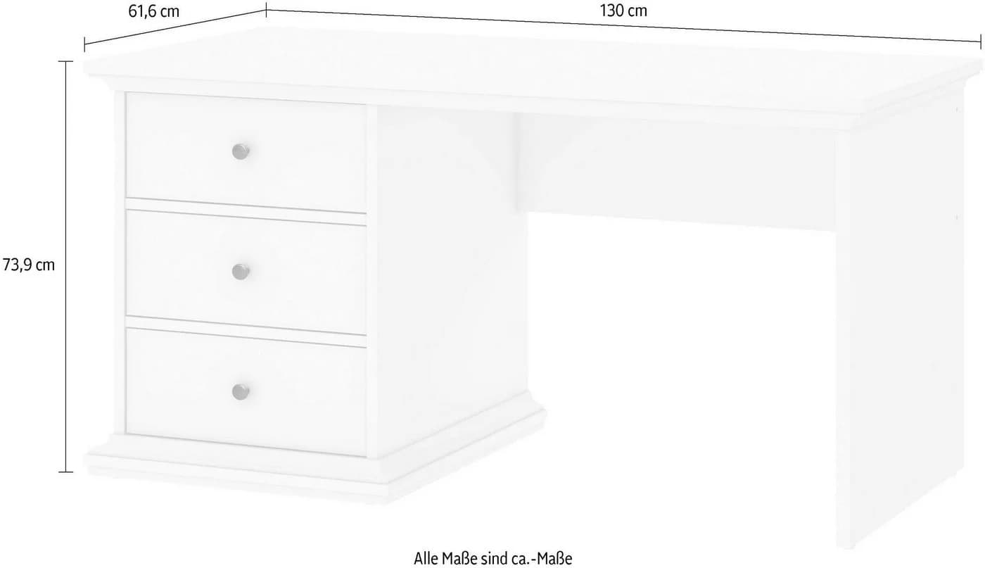 HOME AFFAIRE Paris Schreibtisch Weiß 3 Schubladen - Bild 3