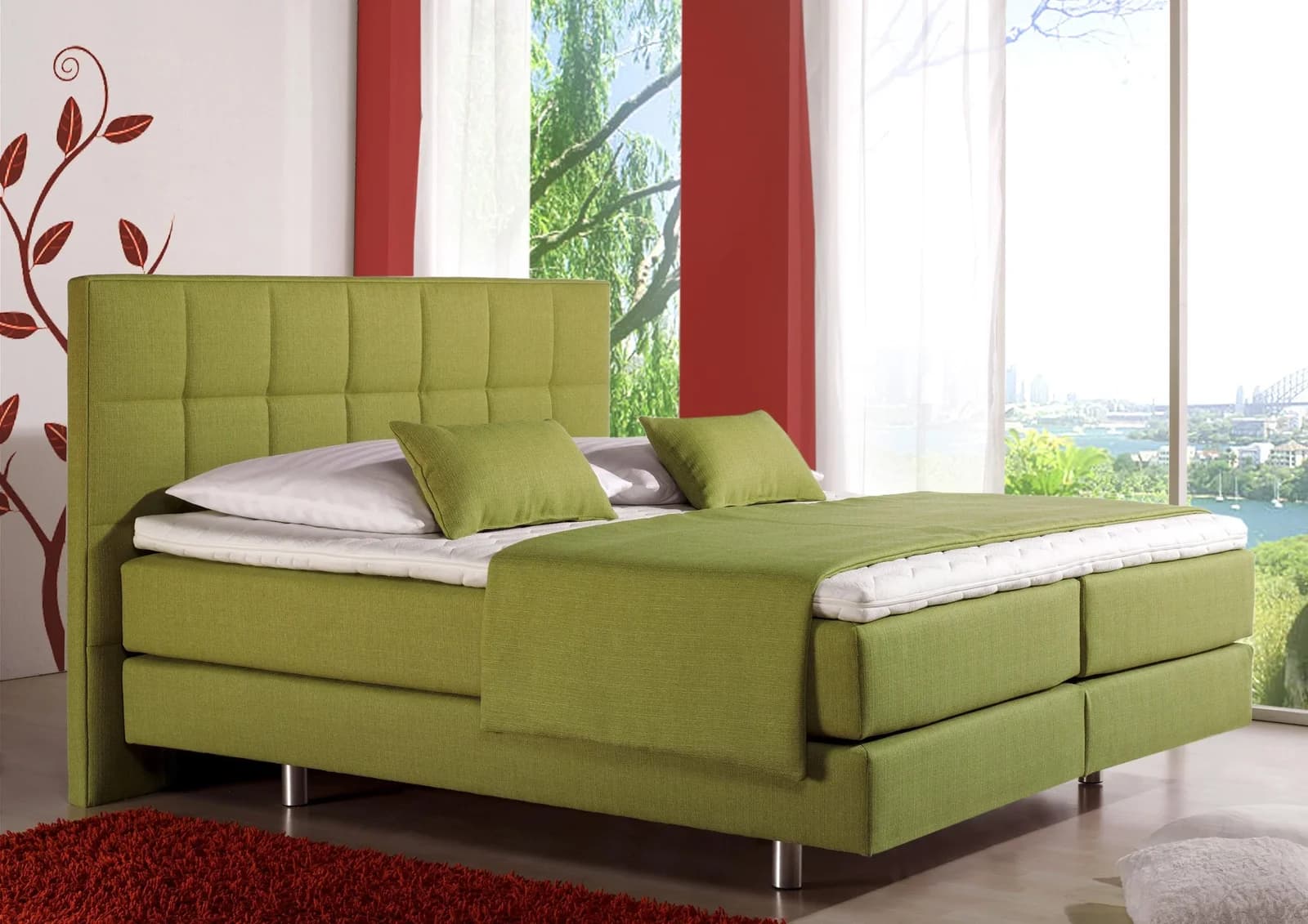 Home Affaire Boxspringbett Neon Gelb Strukturstoff 180x200