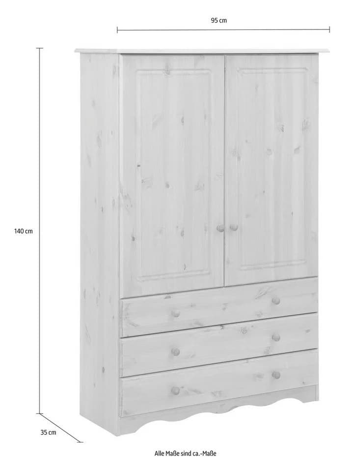 HOME AFFAIRE Wäscheschrank Minik Weiß Massivholz - Bild 4
