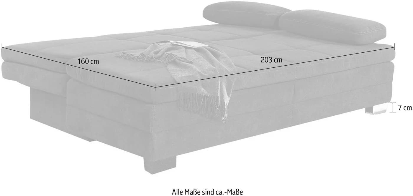 Jockenhöfer Schlafsofa Lincoln Grau mit Bettkasten und Topper - Bild 5