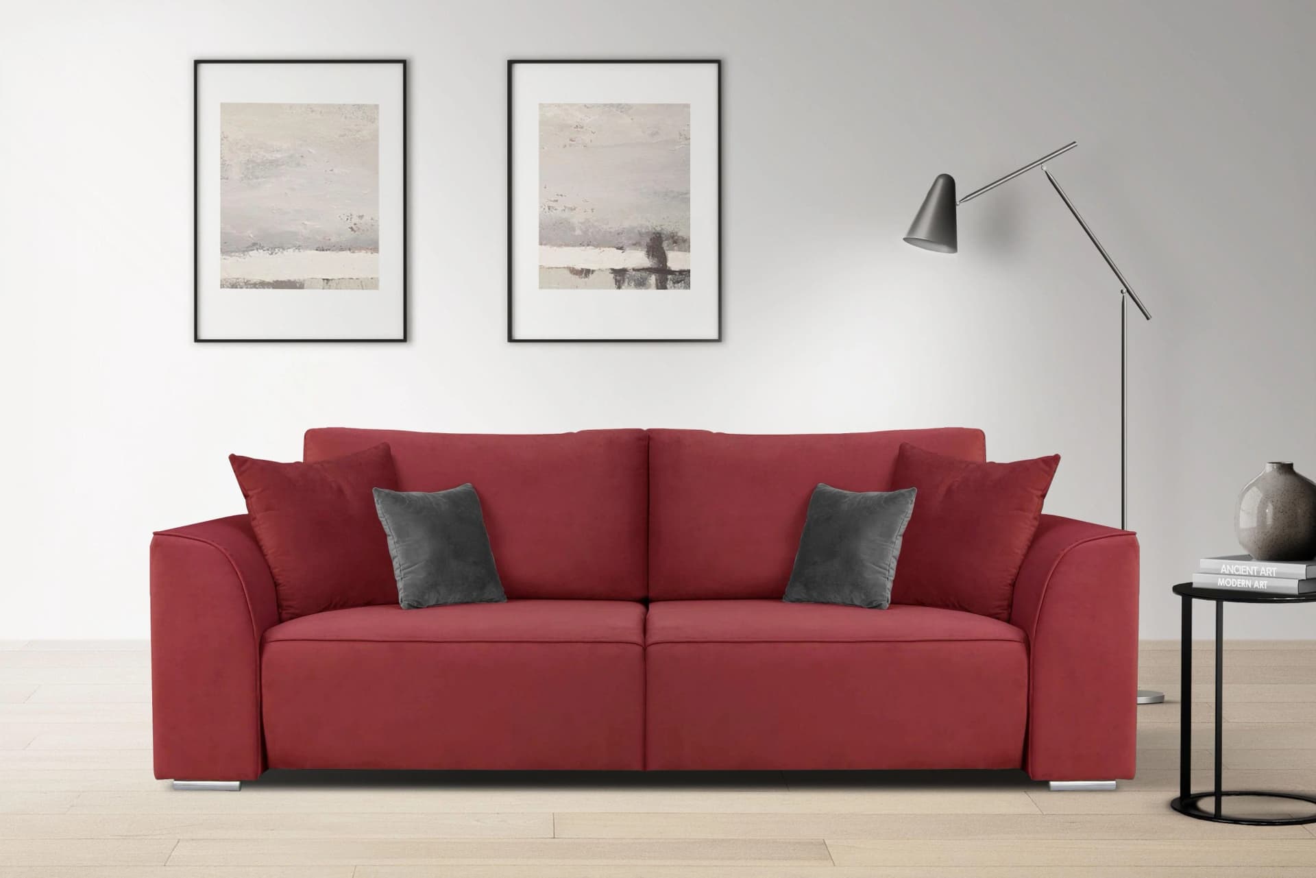 INOSIGN BEATRICE 3-Sitzer Sofa Rot mit Bettfunktion