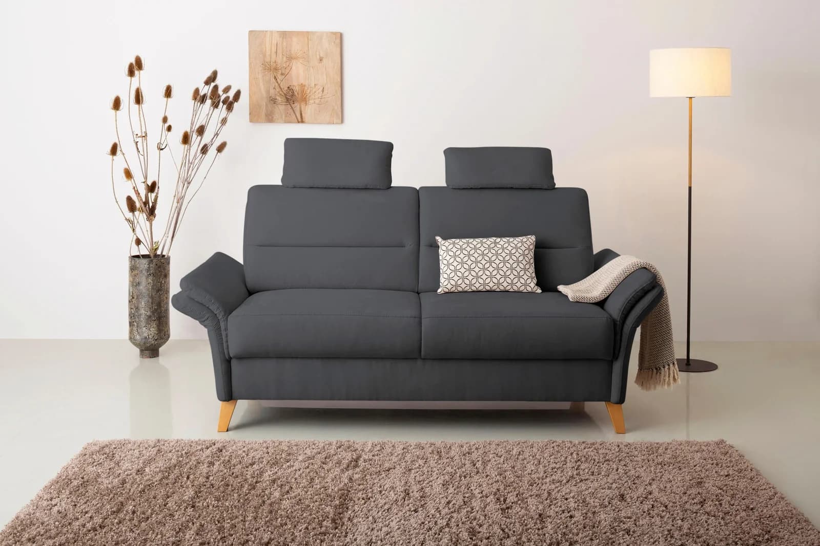 HOME AFFAIRE Westerland 3-Sitzer Sofa Grau mit Armlehnfunktion