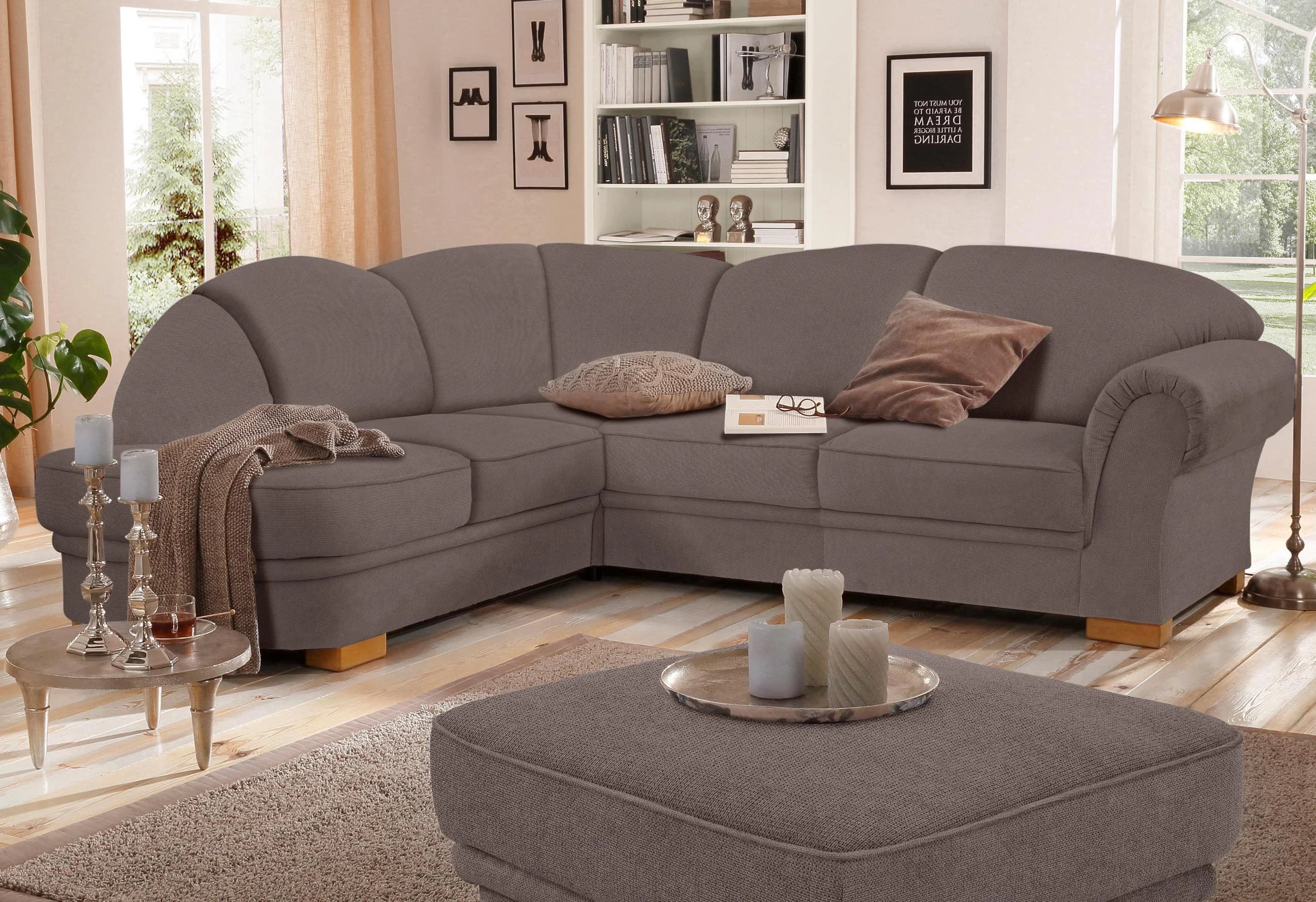 HOME AFFAIRE Ecksofa Amrum L-Form Grau Taupe mit Ottomane