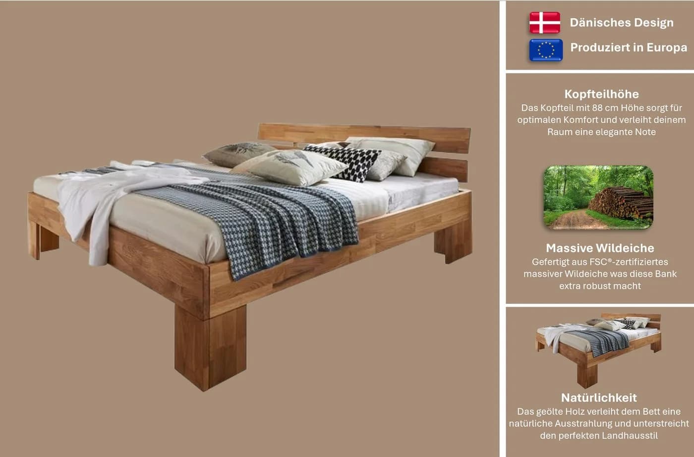 HOME AFFAIRE Tommy Massivholzbett Wildeiche Futon Stil - Bild 4