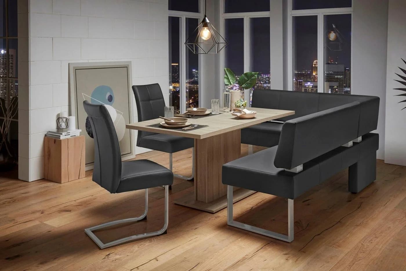 OTTO home Freischwinger Rab Set 2 Stuhl Schwarz Kunstleder - Bild 5