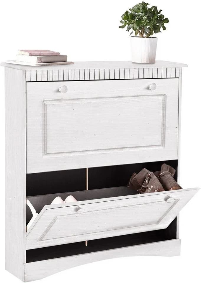 OTTO HOME Schuhschrank Rustic Weiß 2 Klappen Massivholz - Bild 2