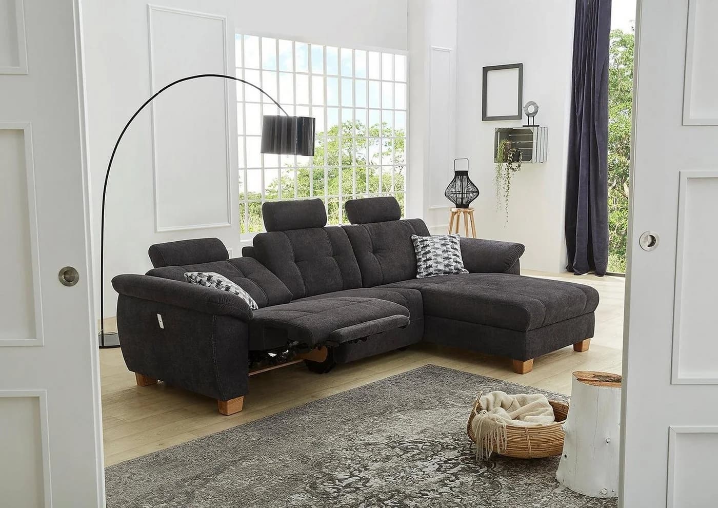 Jockenhöfer Gruppe Ecksofa Savona L-Form Schwarz Elektrische Relaxfunktion USB - Bild 3