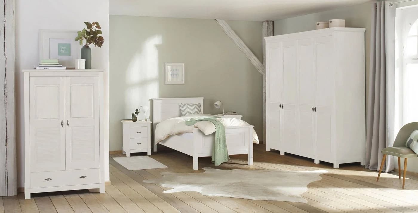 Wäscheschrank OTTO HOME Rauna Weiß Massivholz 2-türig