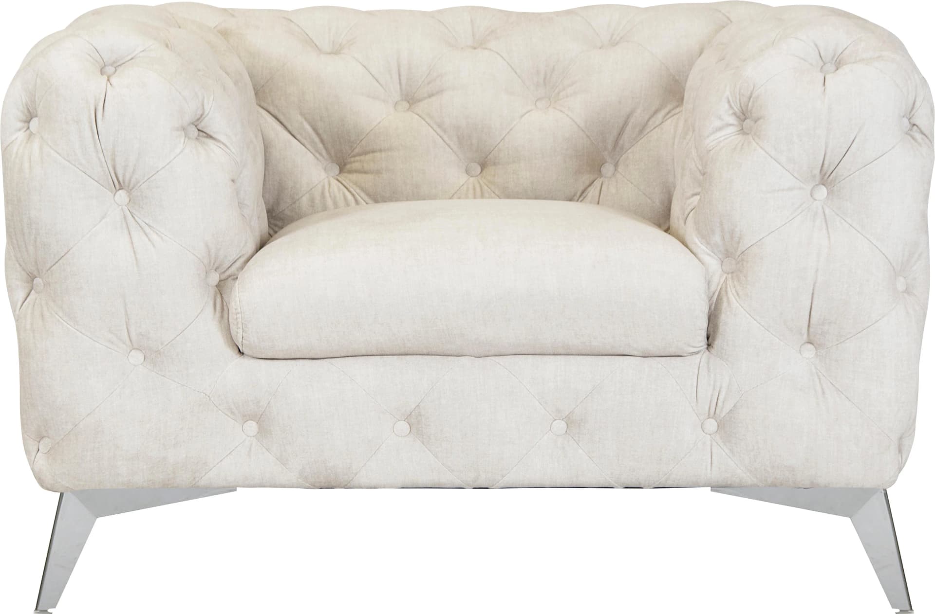 Home Affaire Glynis Chesterfield-Sessel Beige Samtoptik