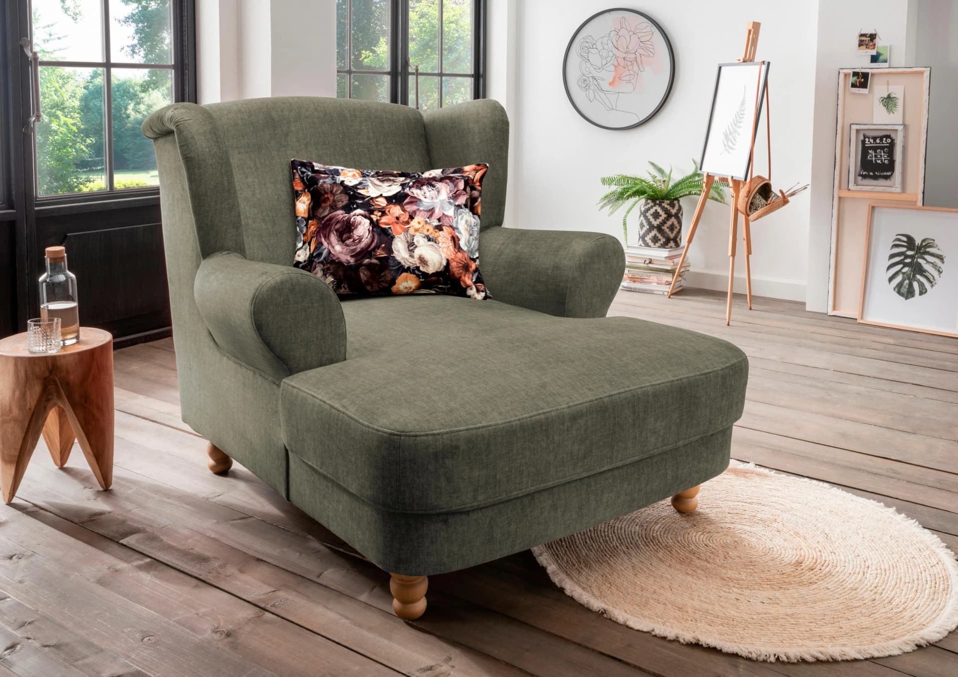 Home Affaire Loveseat Tassilo Dunkelgrün Velours