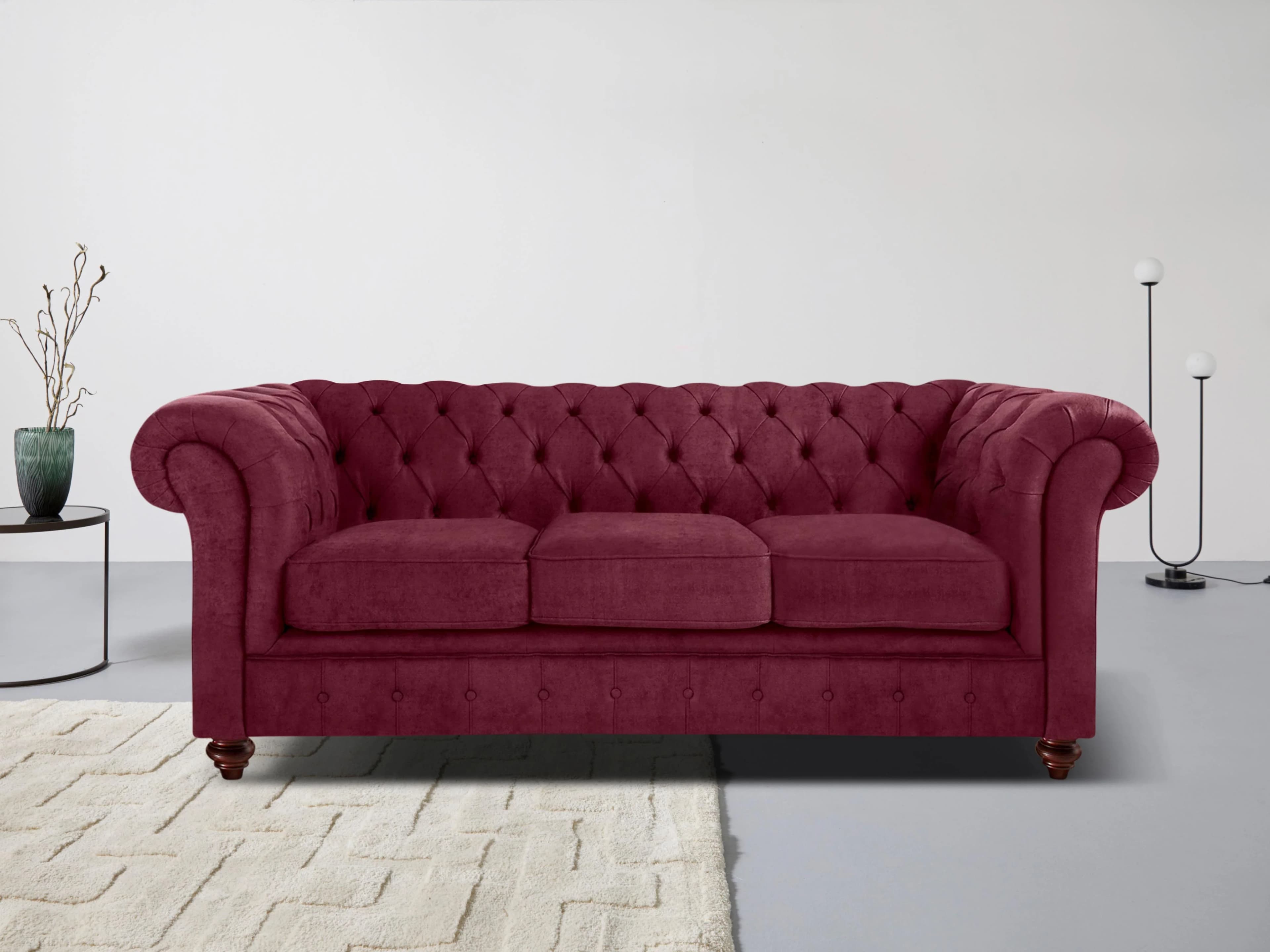 Home Affaire Chesterfield 3-Sitzer Sofa Weinrot