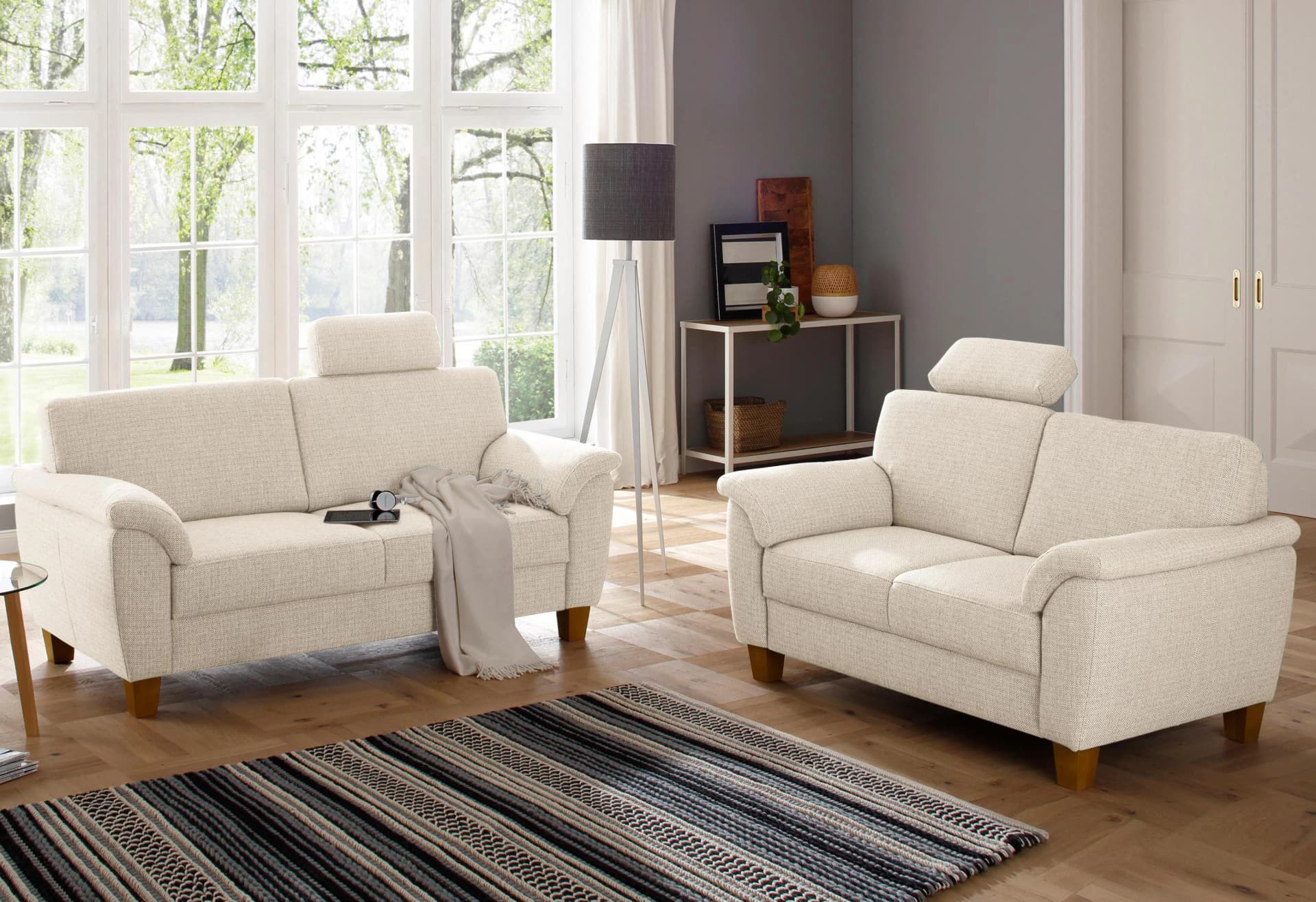Polstergarnitur HOME AFFAIRE Texel Beige Struktur mit Federkern