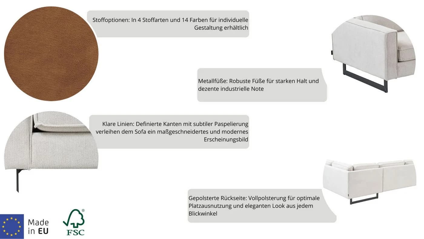 HOME AFFAIRE Pinto 2-Sitzer Sofa Cognac Microfaser Lederoptik - Bild 4