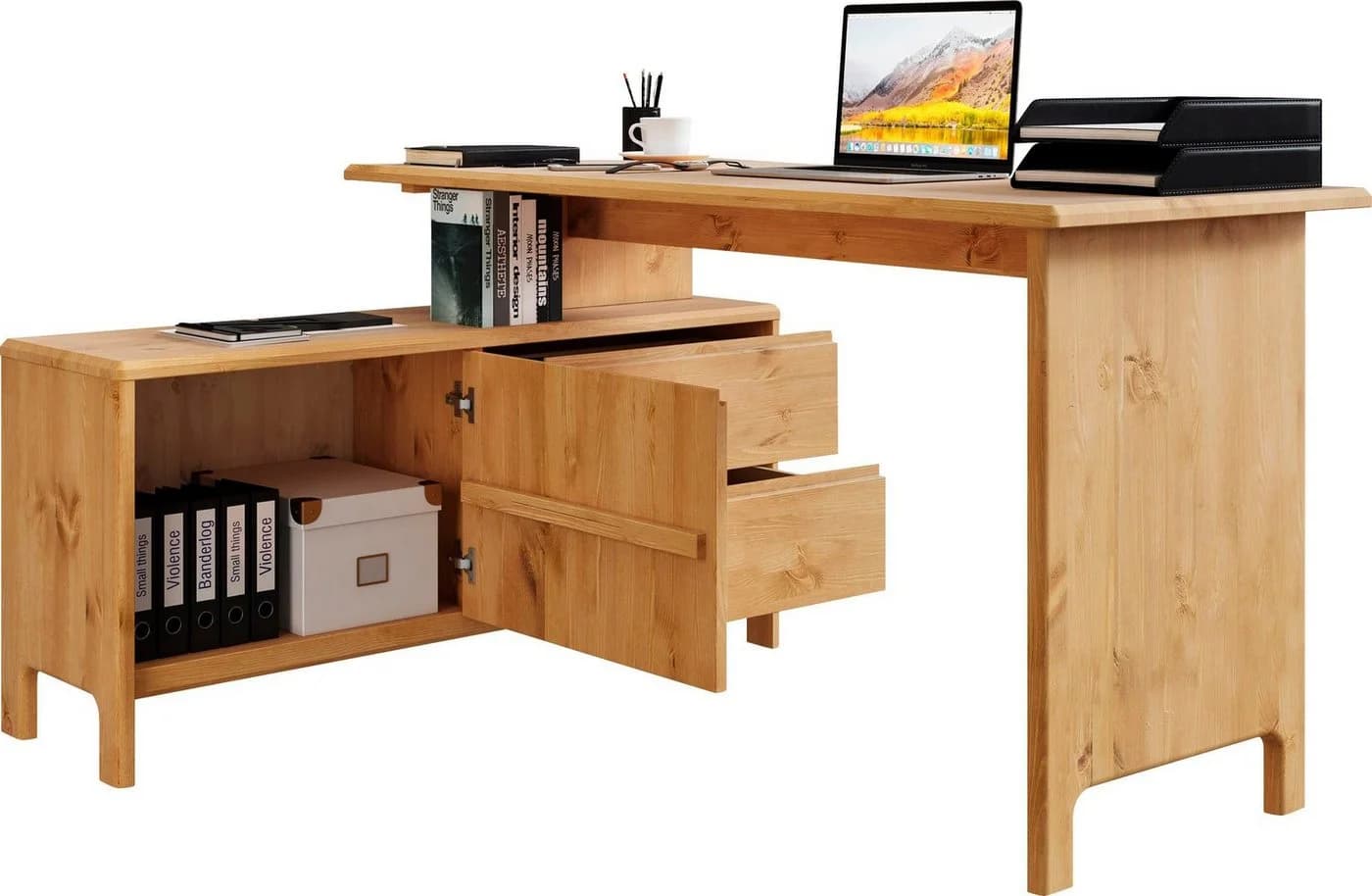 Schreibtisch HOME AFFAIRE Luven Massivholz Natur - Bild 2