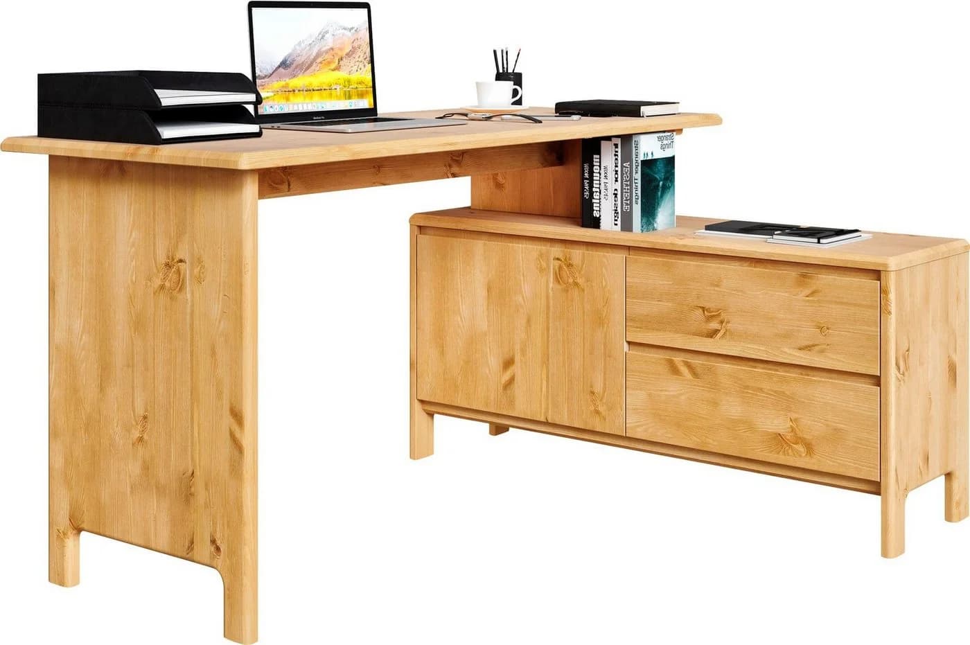 Schreibtisch HOME AFFAIRE Luven Massivholz Natur - Bild 4