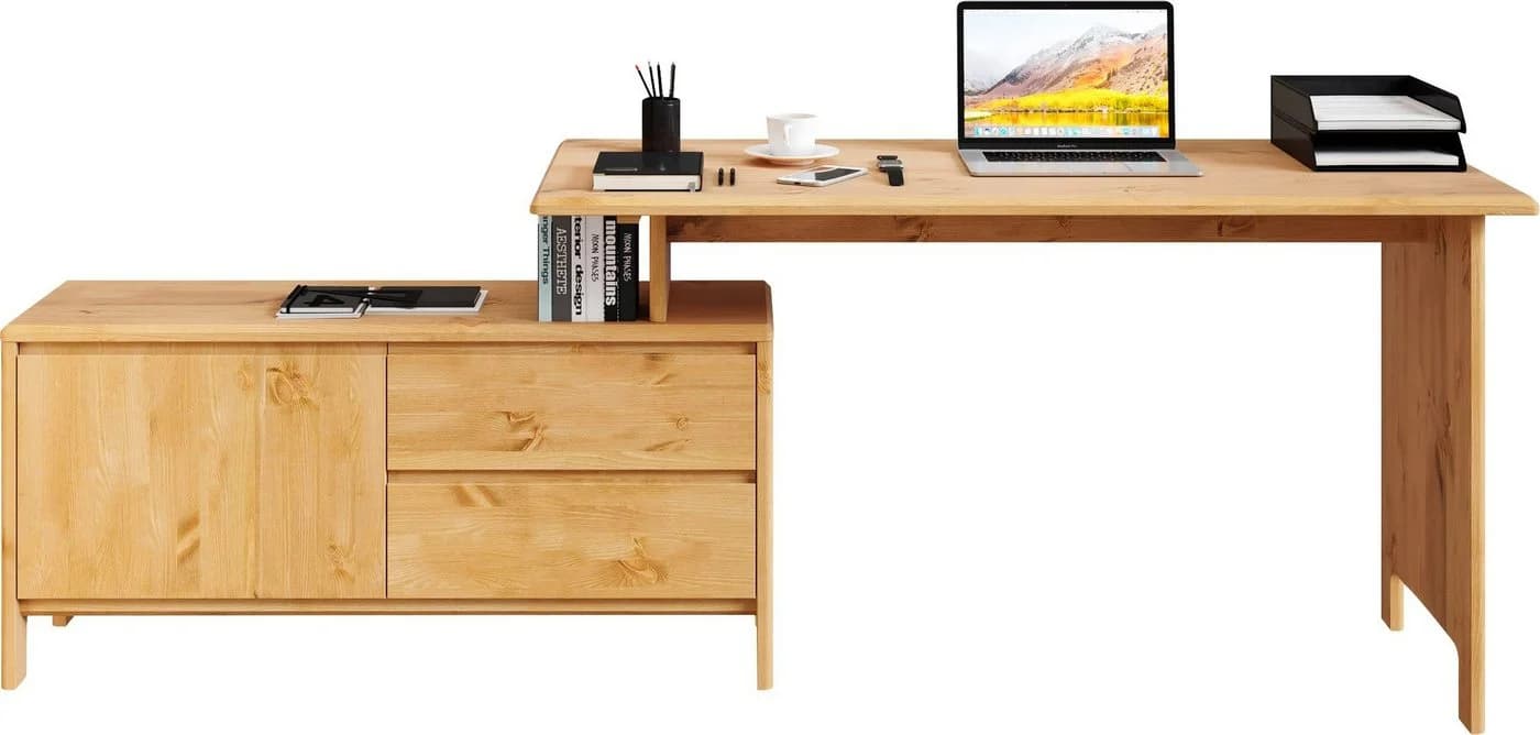 Schreibtisch HOME AFFAIRE Luven Massivholz Natur - Bild 5