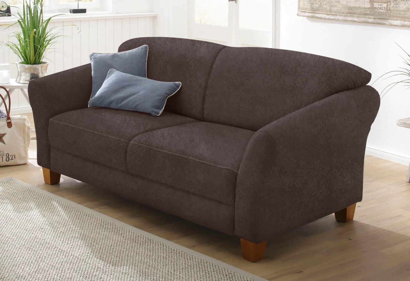 HOME AFFAIRE Gotland 3-Sitzer Sofa Dunkelbraun Luxus-Microfaser