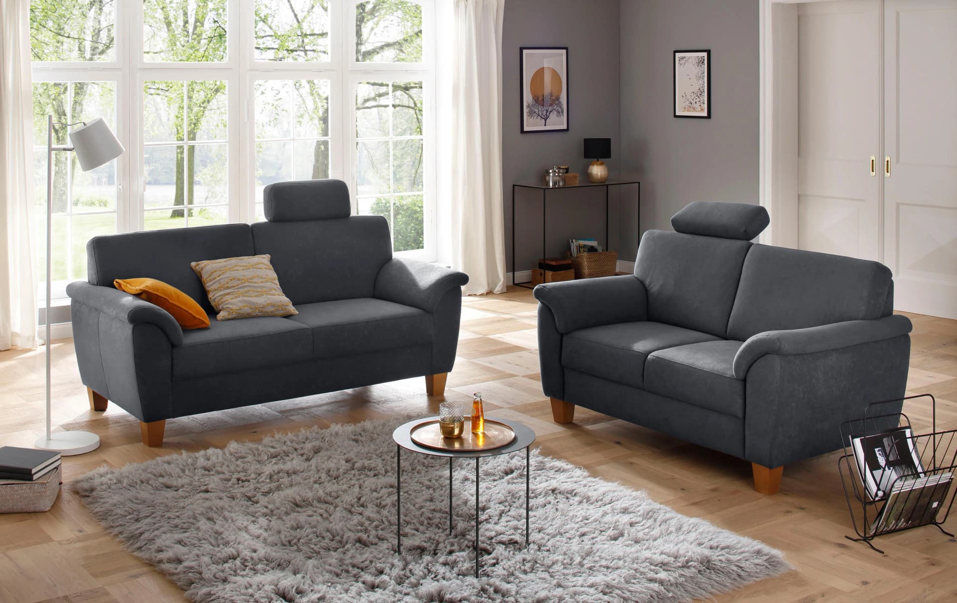 HOME AFFAIRE Polstergarnitur Texel Anthrazit Luxus-Microfaser