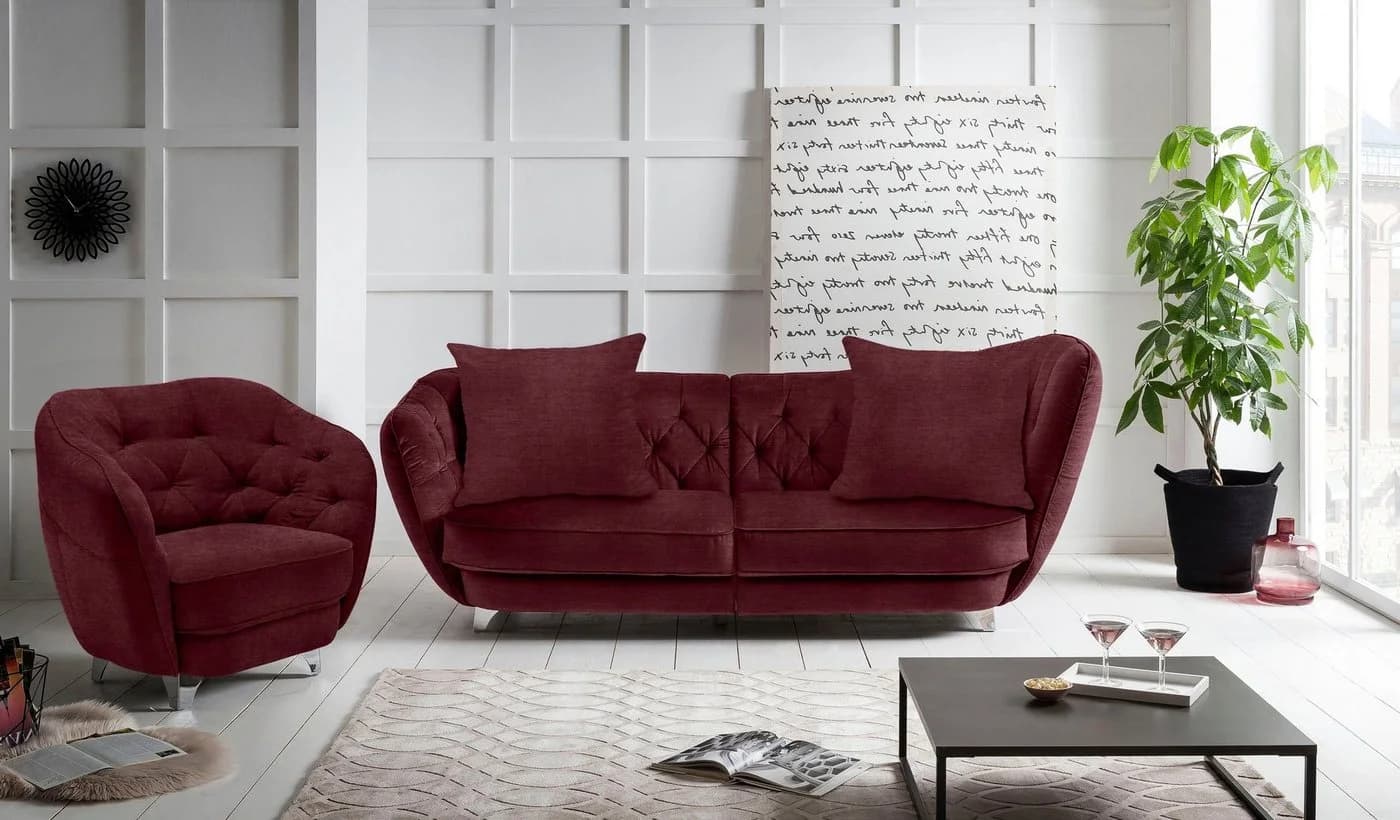 Home affaire Big-Sofa Retro Cordelle rot mit Chromoptik-Füßen - Bild 3