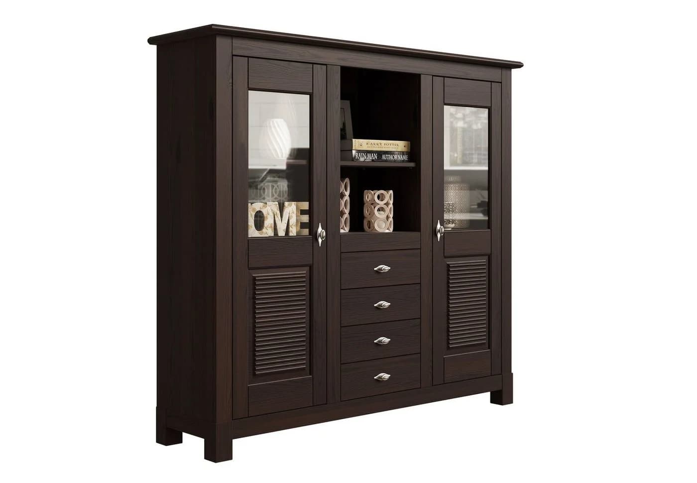 OTTO HOME Buffet Rauna Massivholz Braun mit Glaseinsätzen - Bild 2