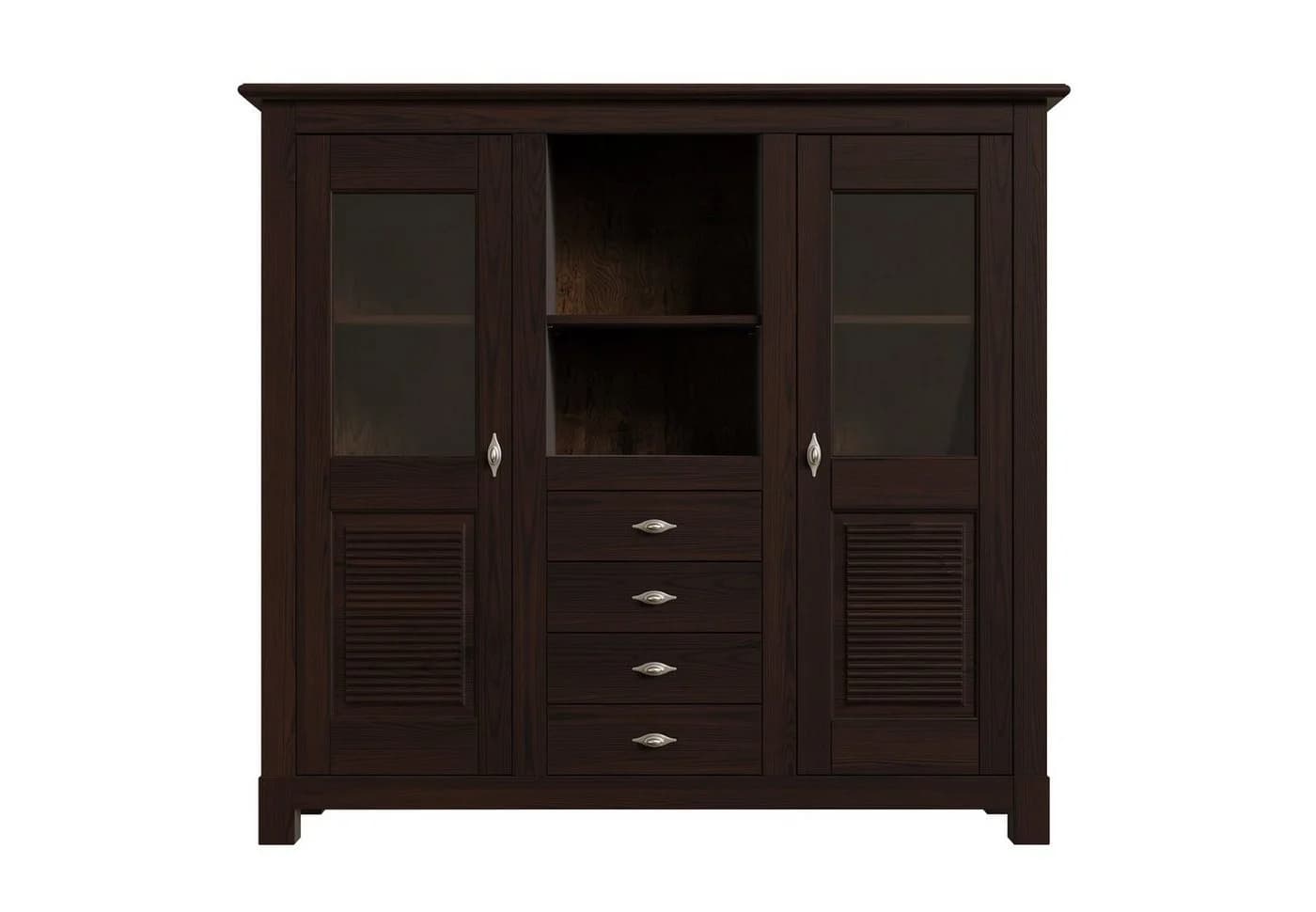 OTTO HOME Buffet Rauna Massivholz Braun mit Glaseinsätzen - Bild 4