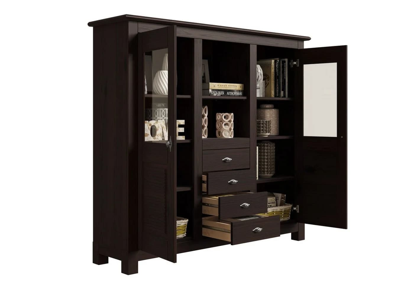 OTTO HOME Buffet Rauna Massivholz Braun mit Glaseinsätzen - Bild 5