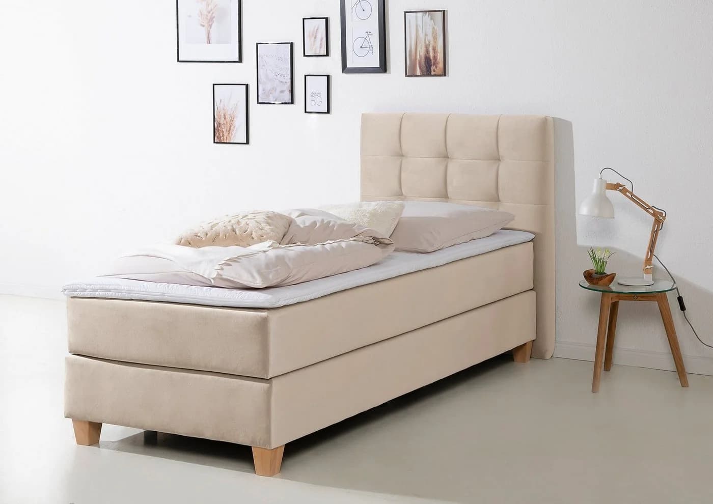 HOME AFFAIRE Boxspringbett Moulay Beige mit Topper - Bild 2