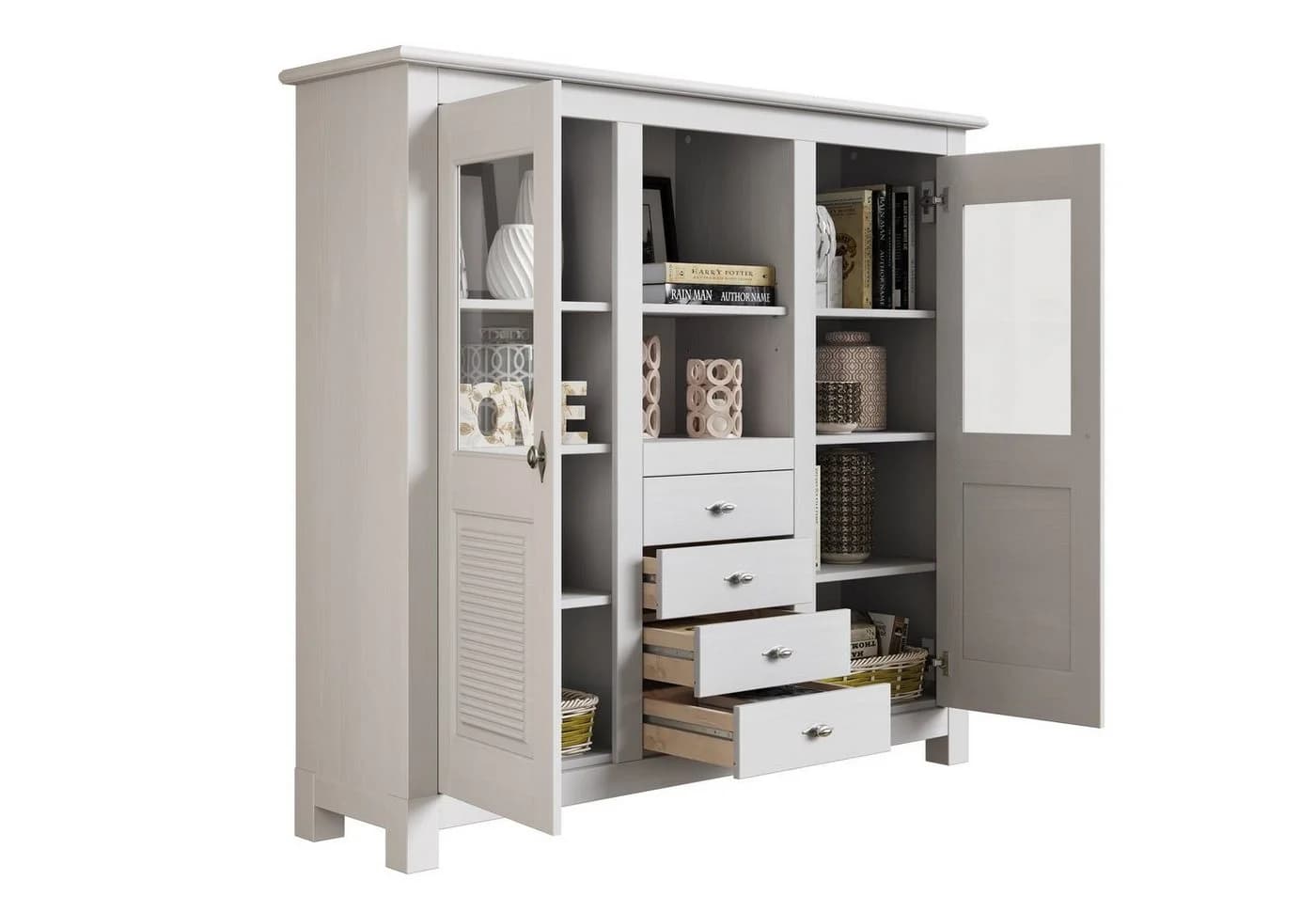 Buffet OTTO HOME Rauna Weiß Massivholz mit Glaseinsätzen - Bild 5