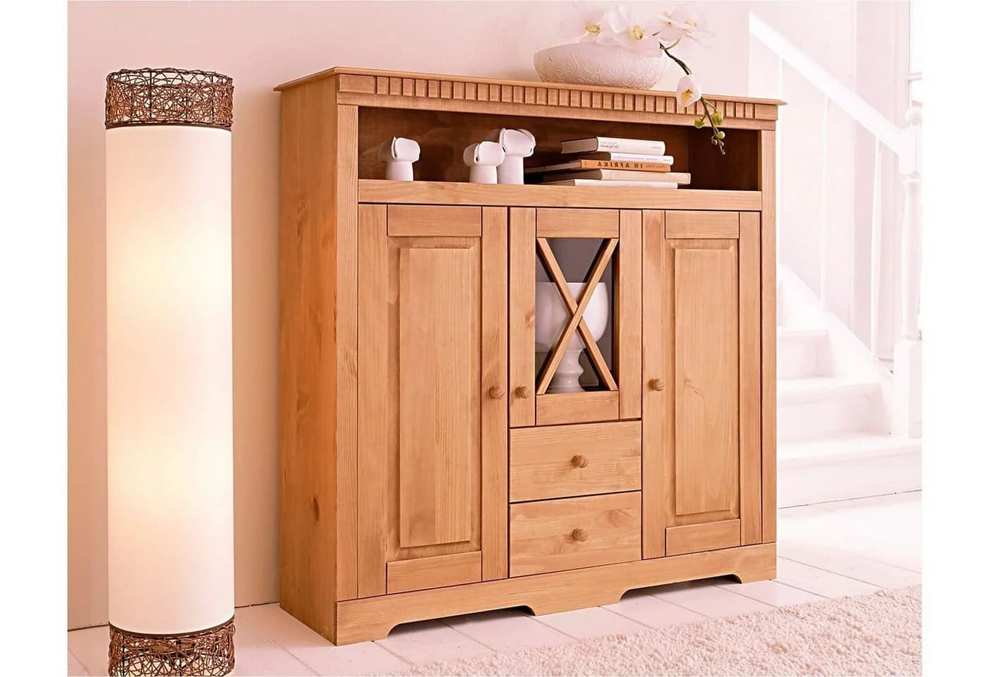 OTTO HOME Highboard Lisa Massivholz Kiefer Beige