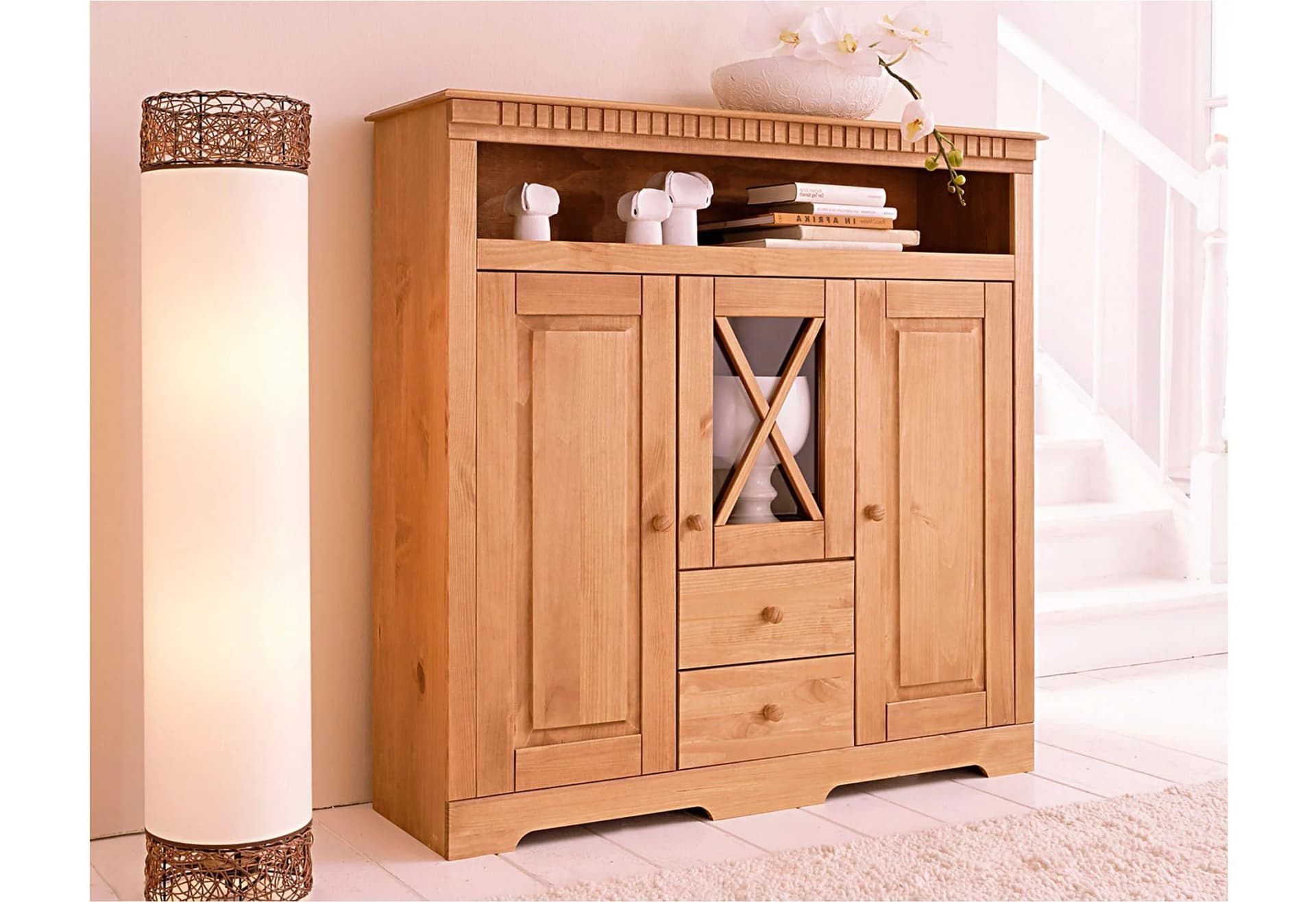 OTTO HOME Highboard Lisa Massivholz Kiefer Beige - Bild 2