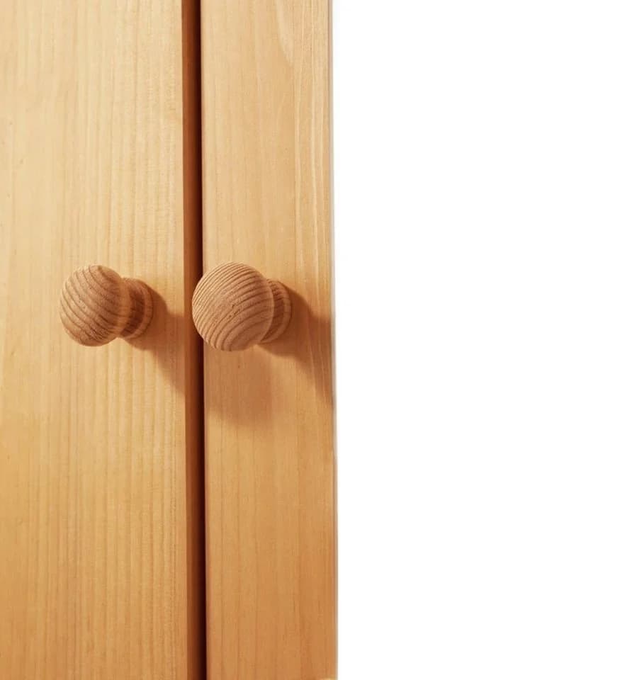 OTTO HOME Bertram Garderobenschrank Massivholz Beige mit Spiegeltür - Bild 5