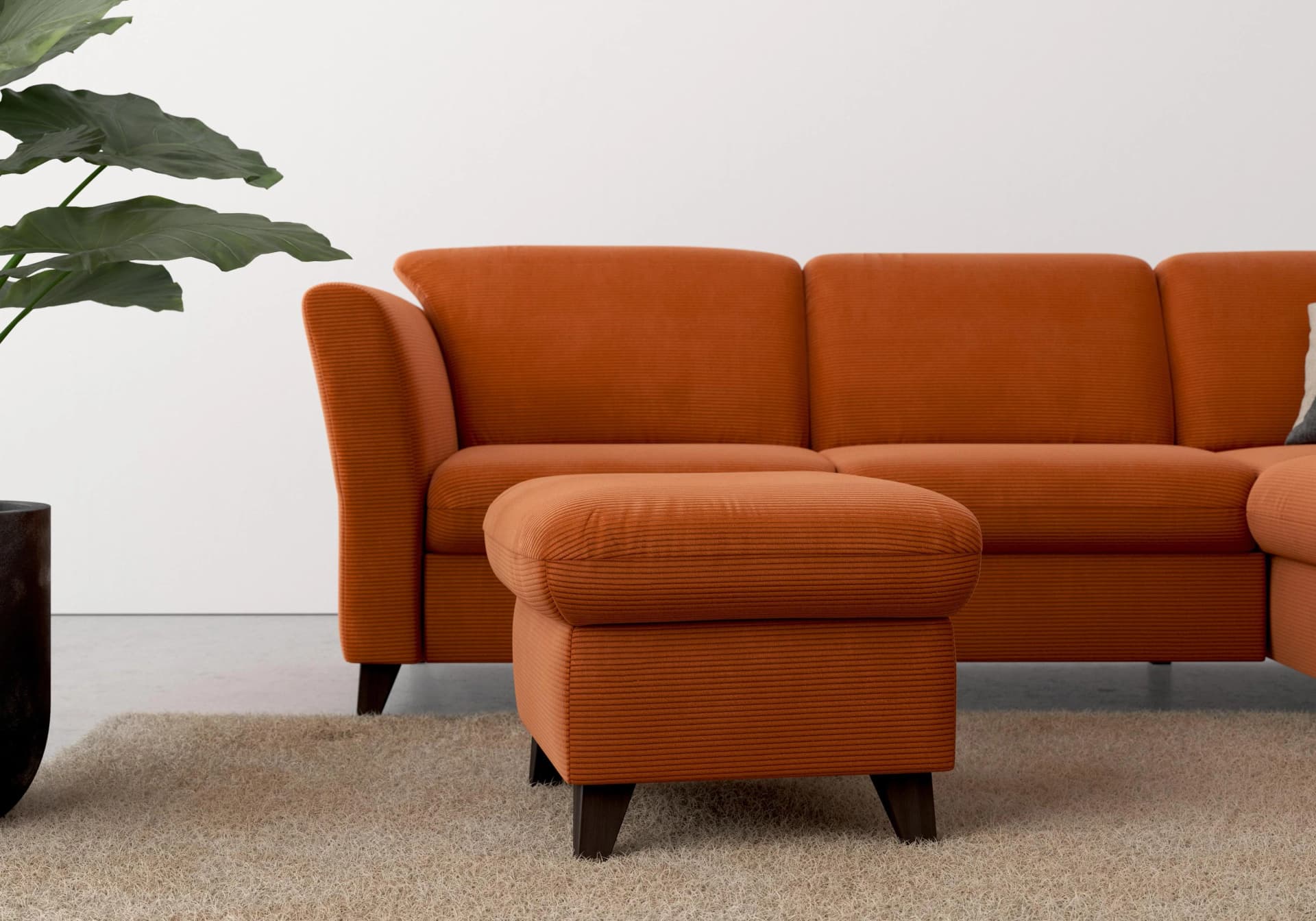 HOME AFFAIRE Polsterhocker Trelleborg Rosa Cord mit Staufach