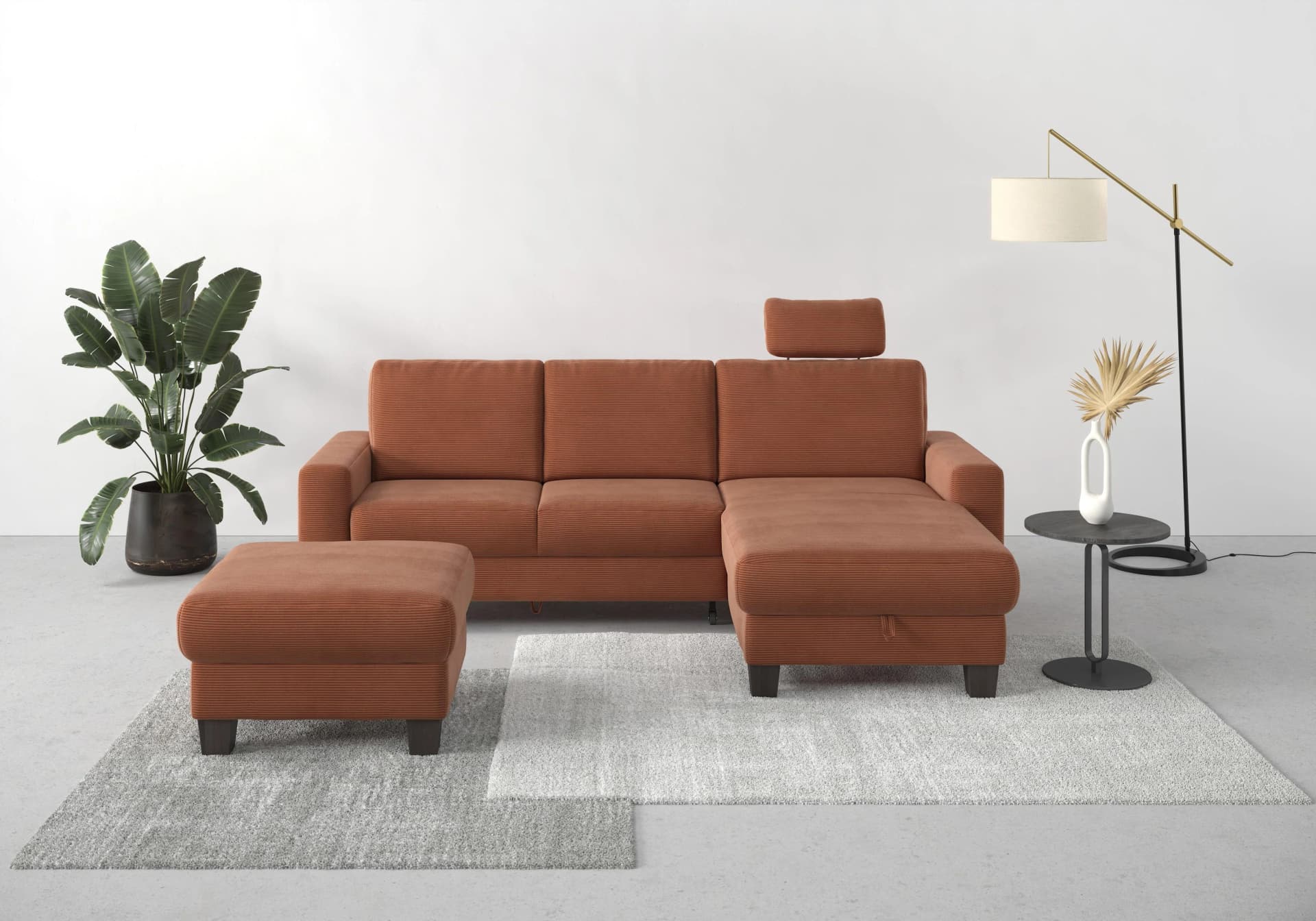 Home Affaire Ecksofa Summer L-Form Rosa mit Recamiere und Bettfunktion
