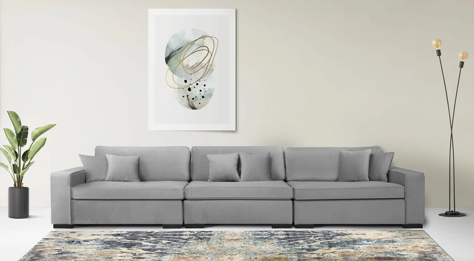 HOME AFFAIRE Skara 3-Sitzer Sofa Grau Samtoptik
