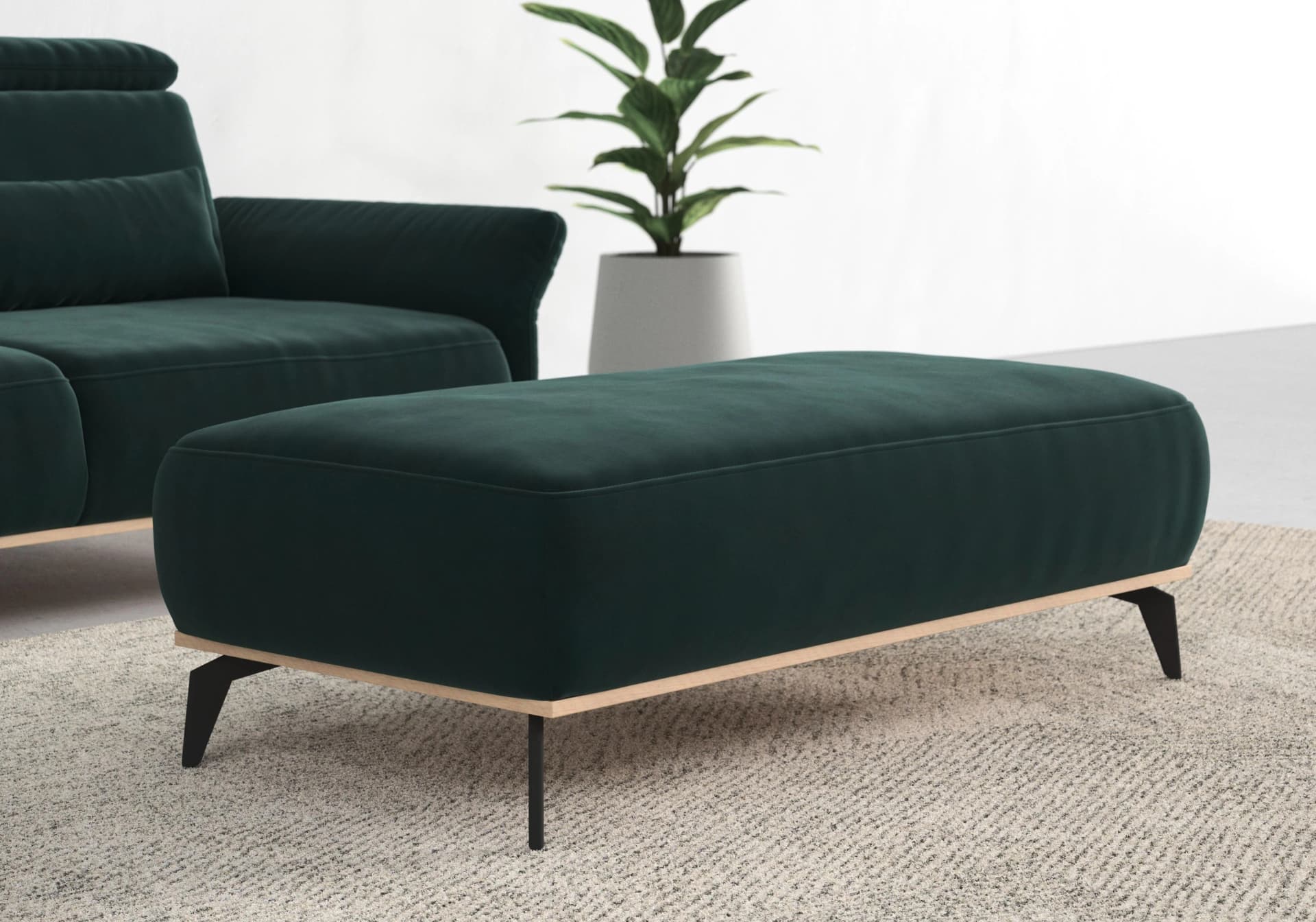 HOME AFFAIRE Polsterhocker Fjord Dunkelgrün Polyester