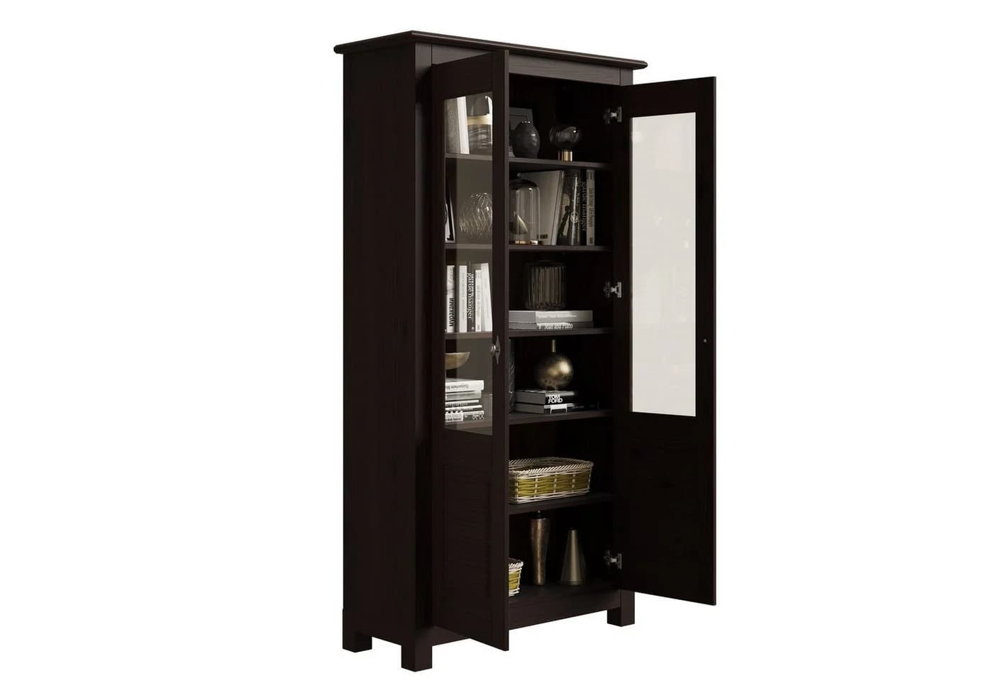 OTTO HOME Vitrine Rauna Massivholz Dunkelbraun mit Glaseinsätzen - Bild 5