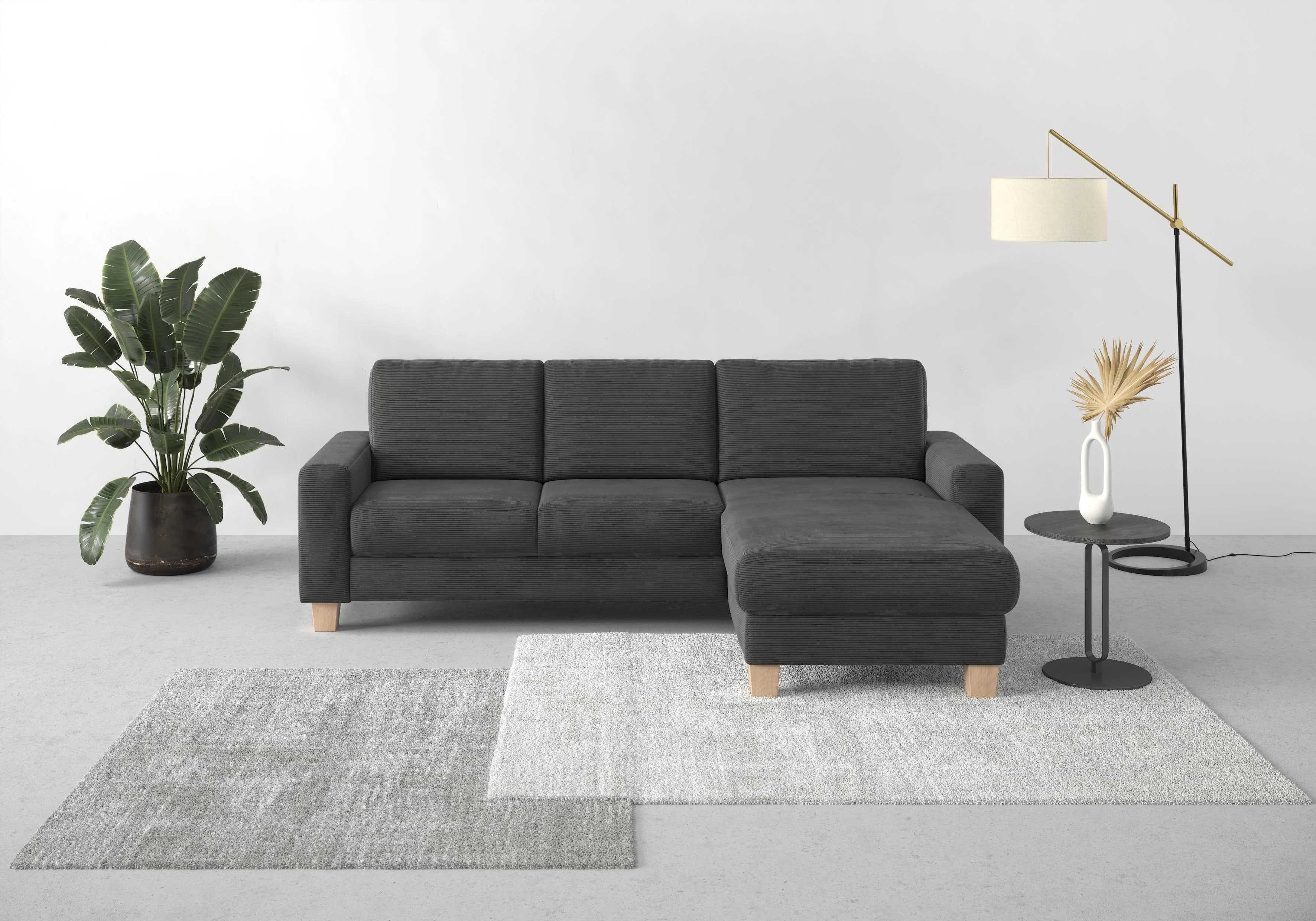 Home Affaire Ecksofa Summer L-Form Anthrazit mit Recamiere