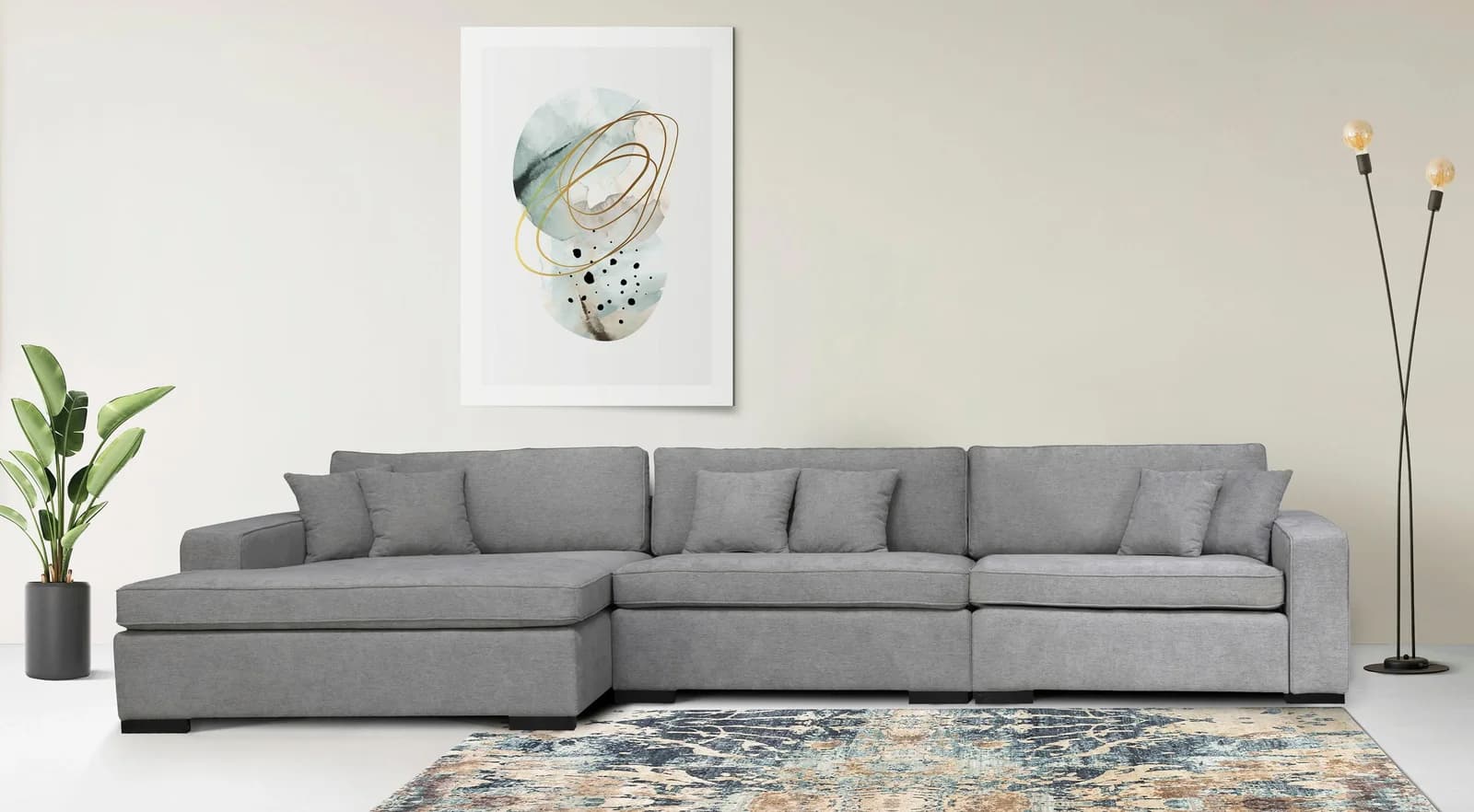 HOME AFFAIRE Skara L-Form Lounge-Sofa Grau Polyester