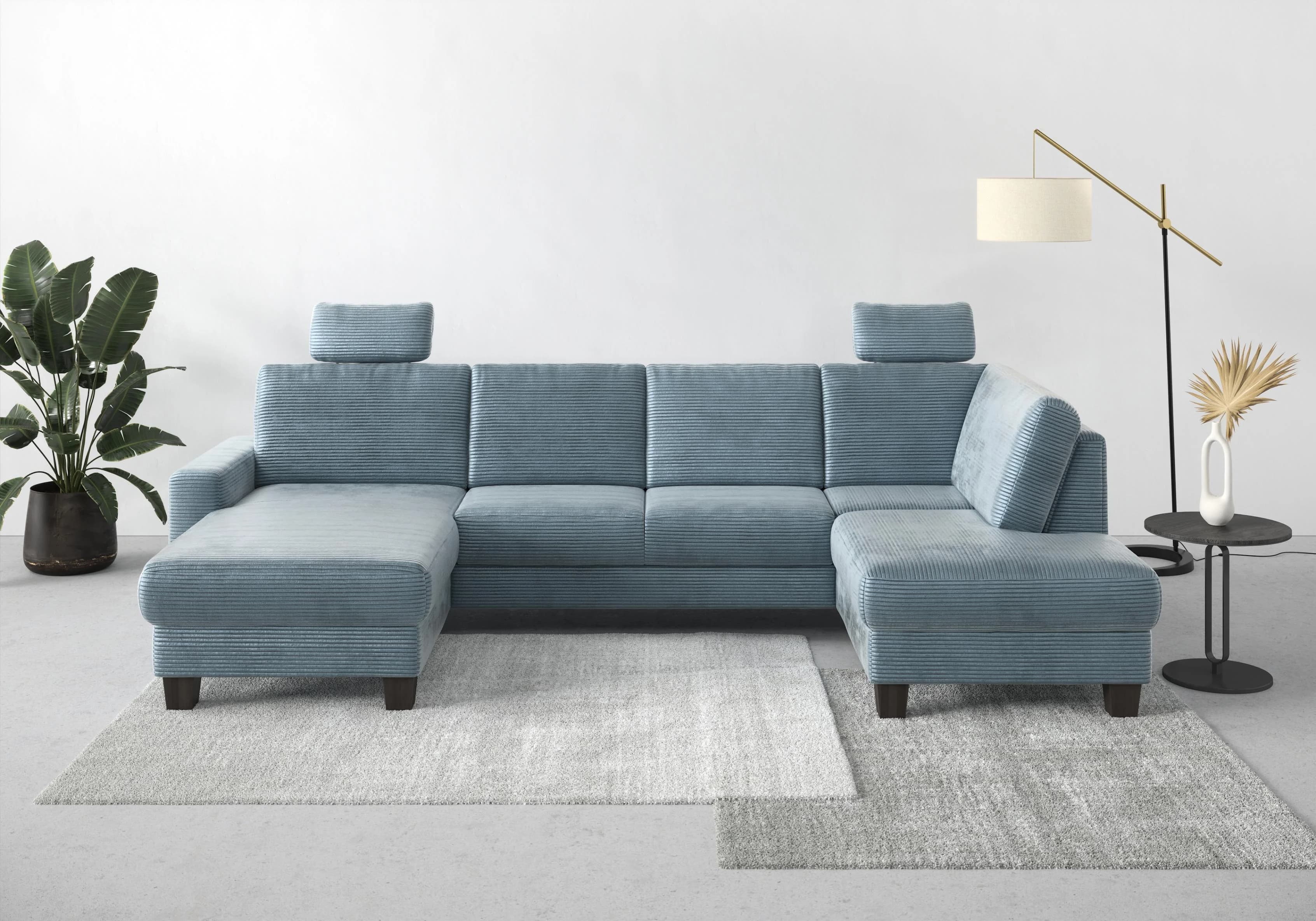 HOME AFFAIRE Wohnlandschaft Summer U-Form Blau Grau