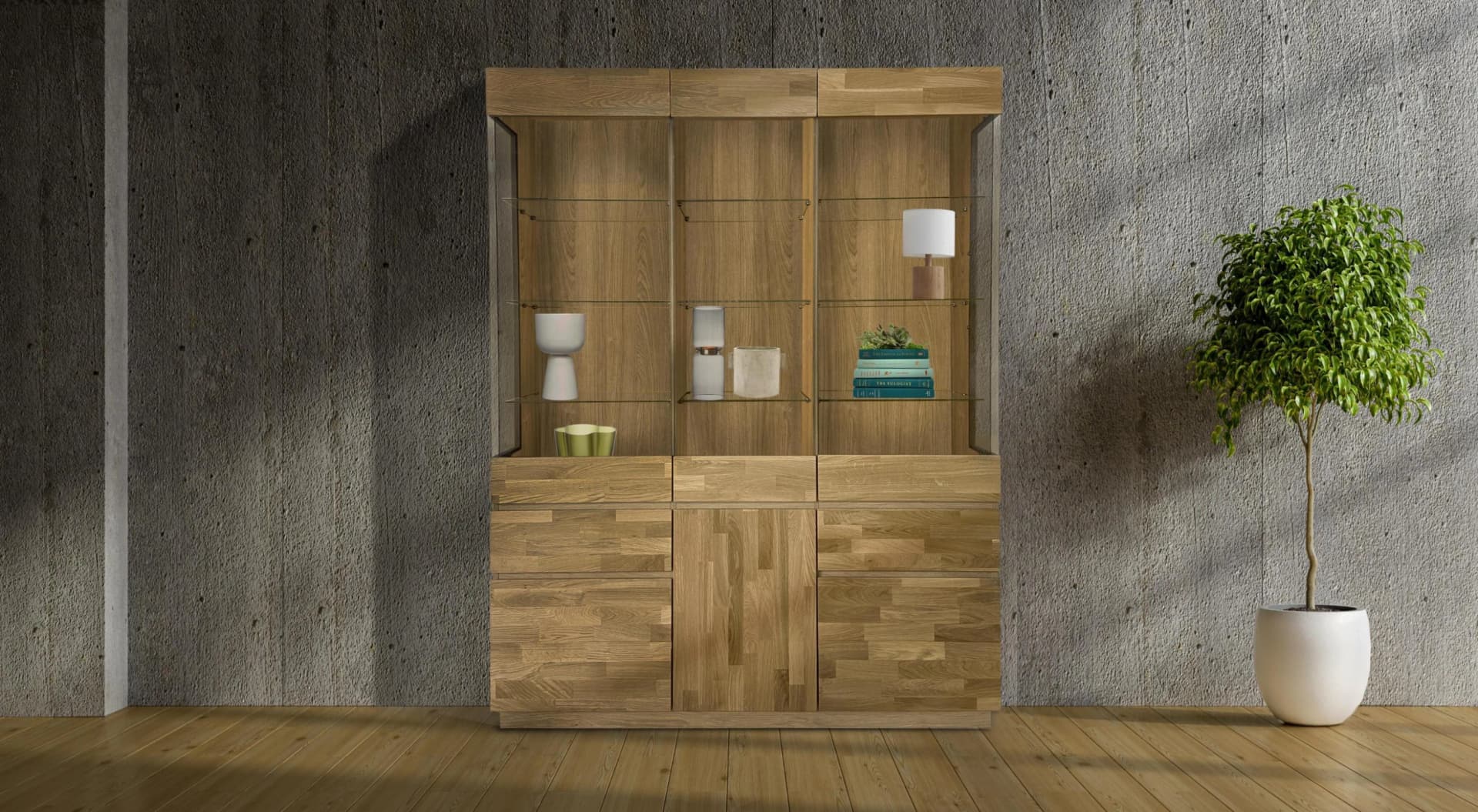 Vitrine HOME AFFAIRE "Laima" Braun Eiche