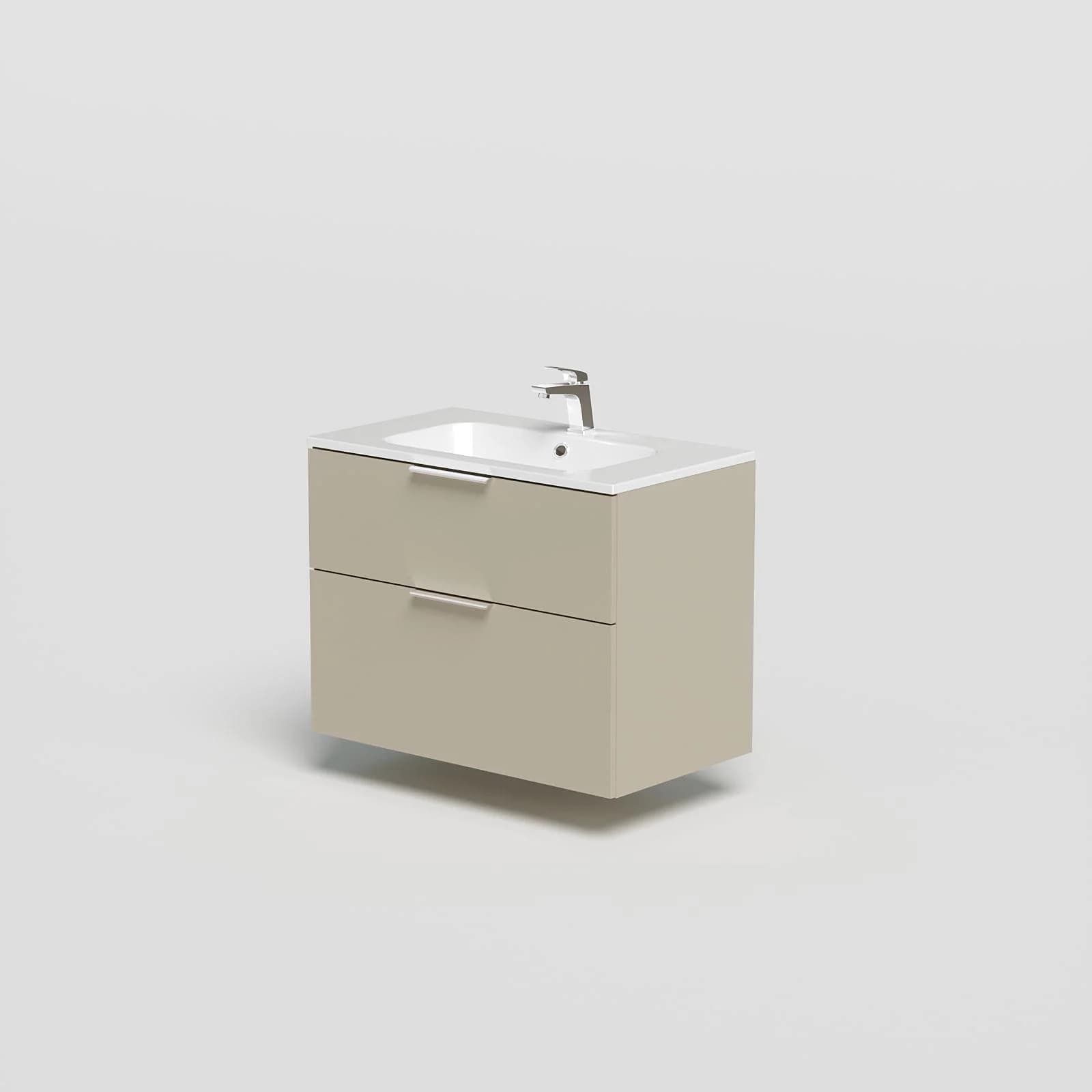 WELLTIME Waschtisch Ahus Grau Taupe mit Keramikbecken